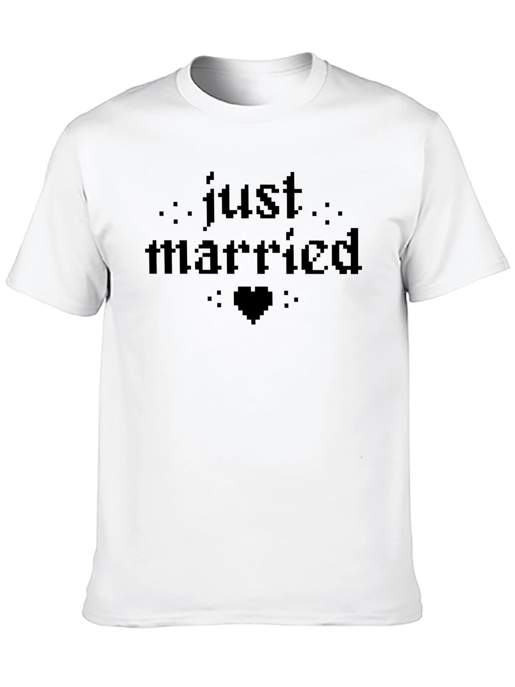 Just Married Pixel Heart T-Shirt - Black