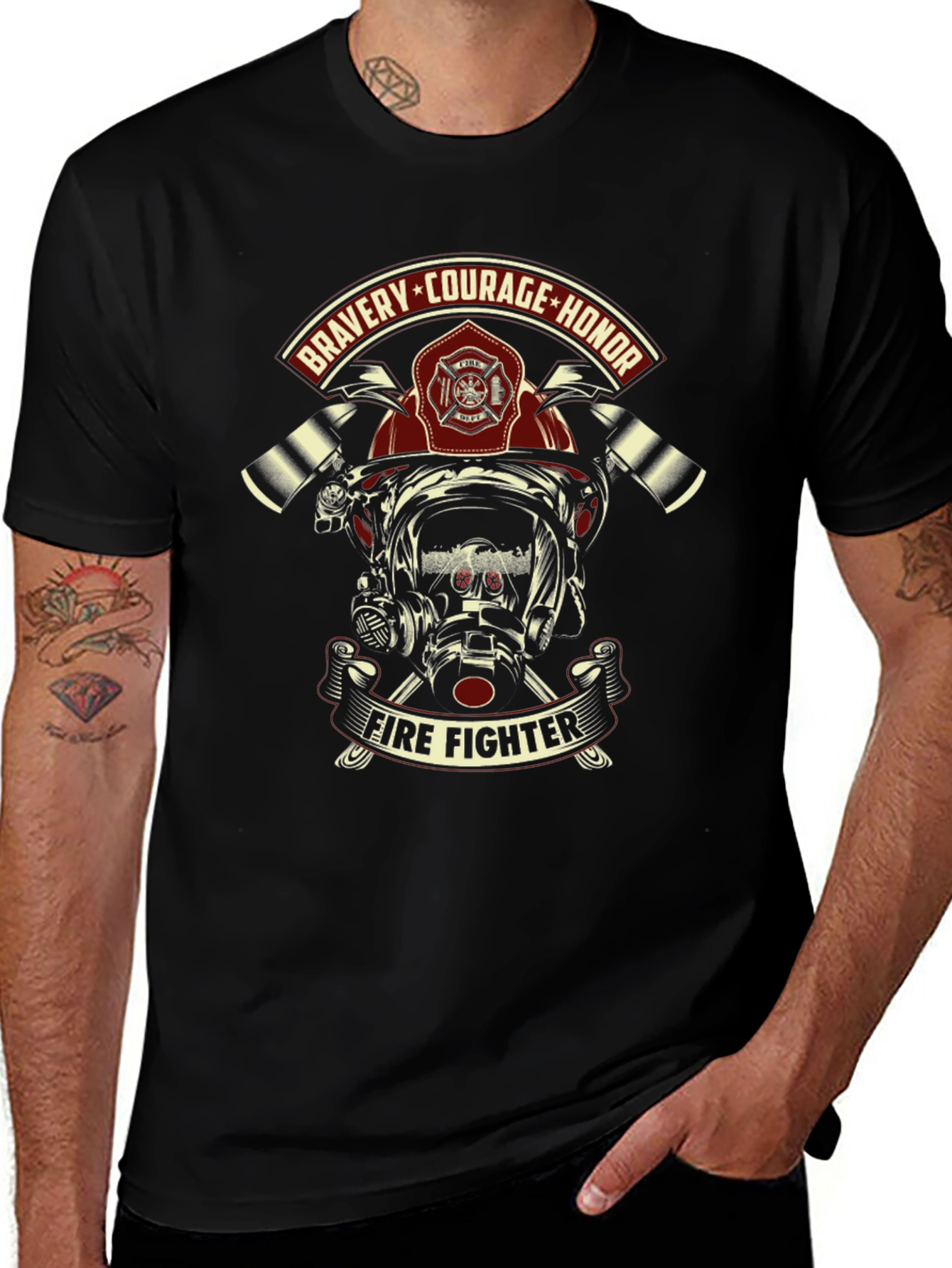 Firefighter Bravery Courage Honor Graphic T-Shirt