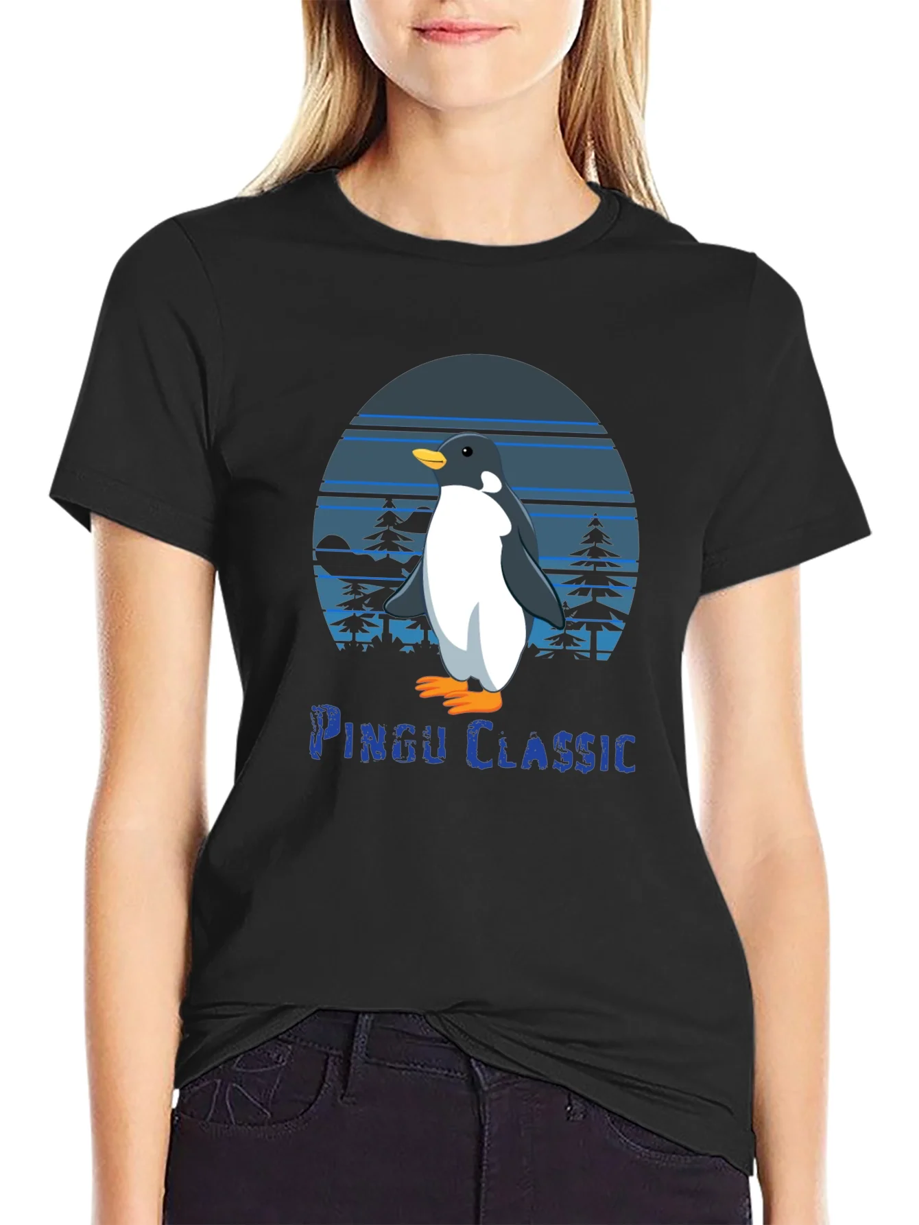 Pingu Classic Black Graphic Tee