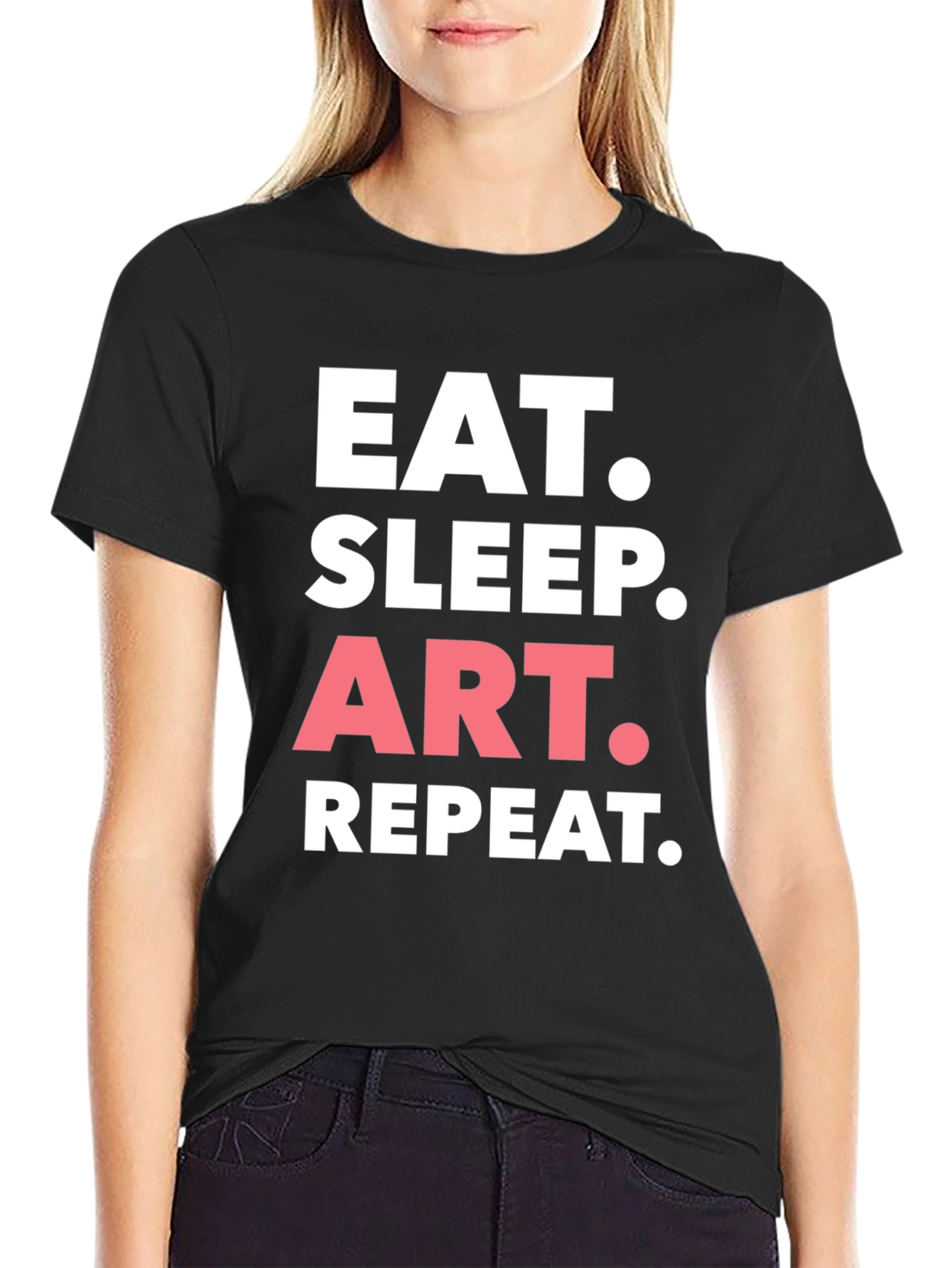 Eat Sleep Art Repeat Graphic Tee - Black Cotton T-Shirt