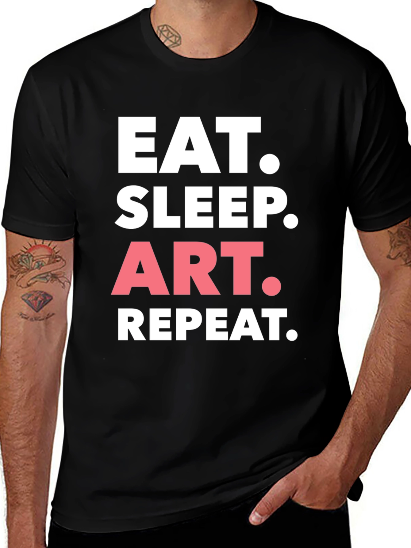 Eat Sleep Art Repeat Graphic Tee - Black Cotton T-Shirt