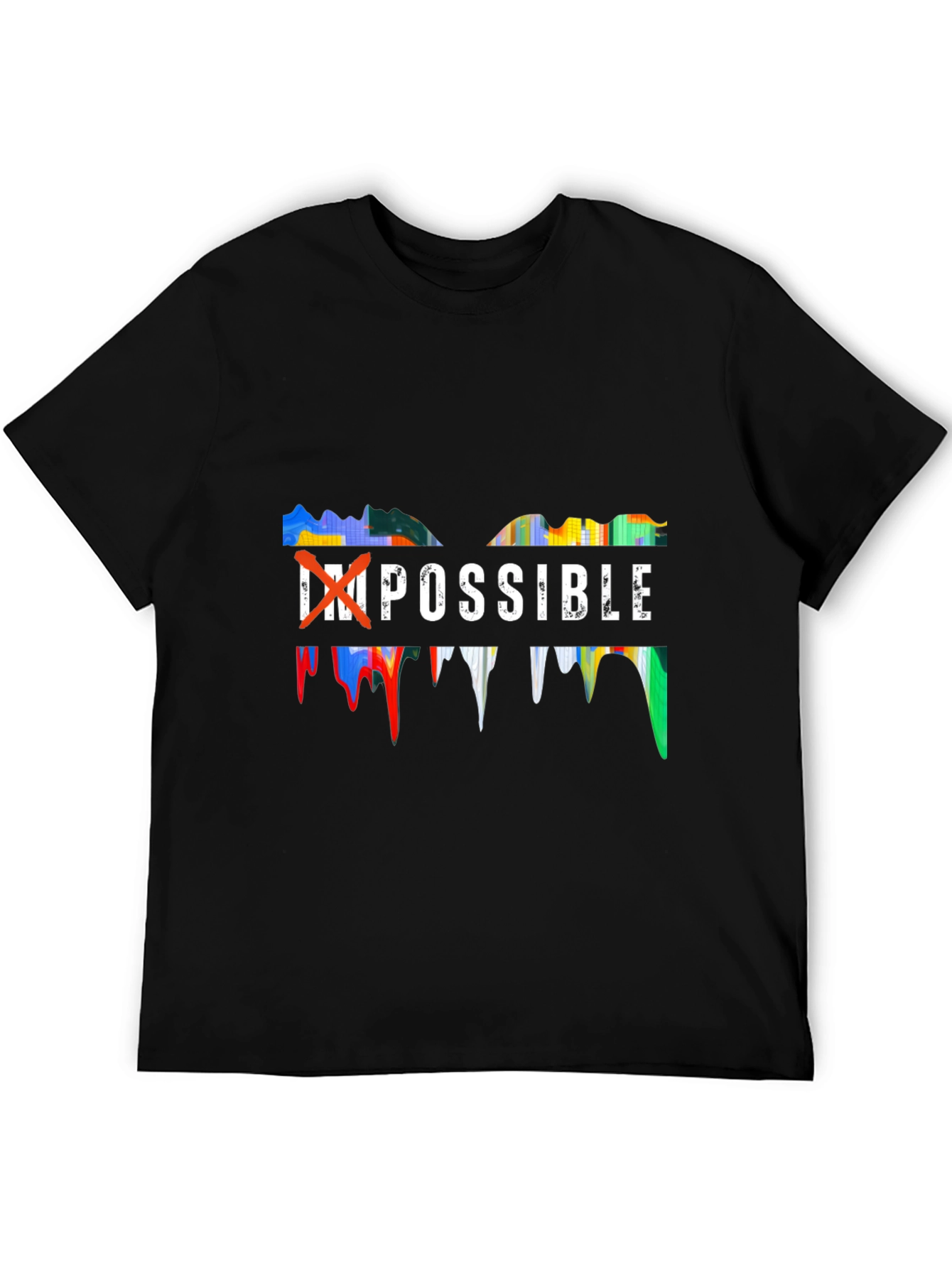 Inspirational Impossible Graphic Print Black T-Shirt