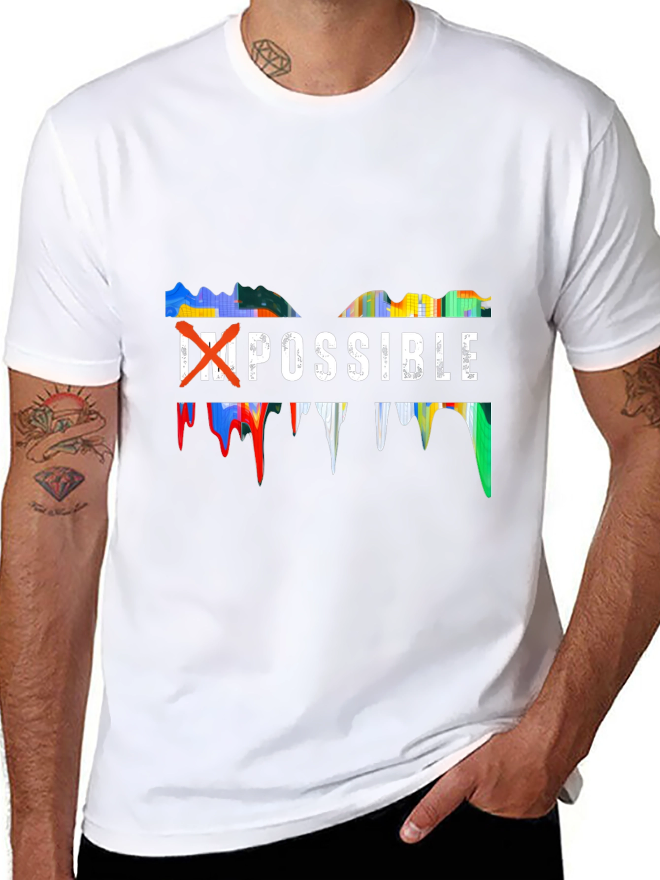 Inspirational Impossible Graphic Print Black T-Shirt