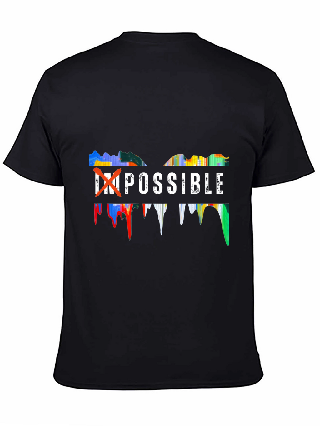 Inspirational Impossible Graphic Print Black T-Shirt