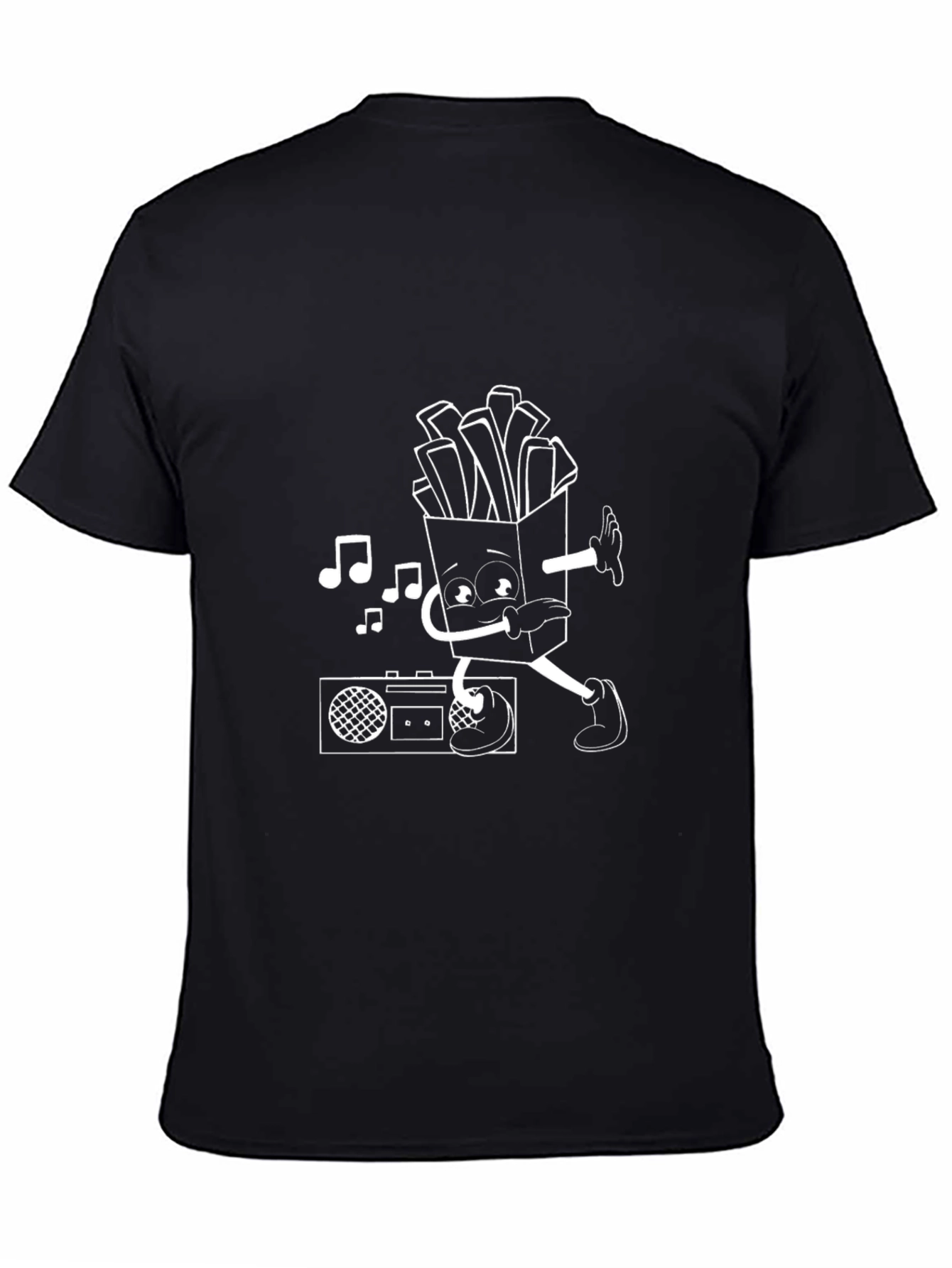 Dancing Fries Graphic Tee - Black Cotton T-Shirt