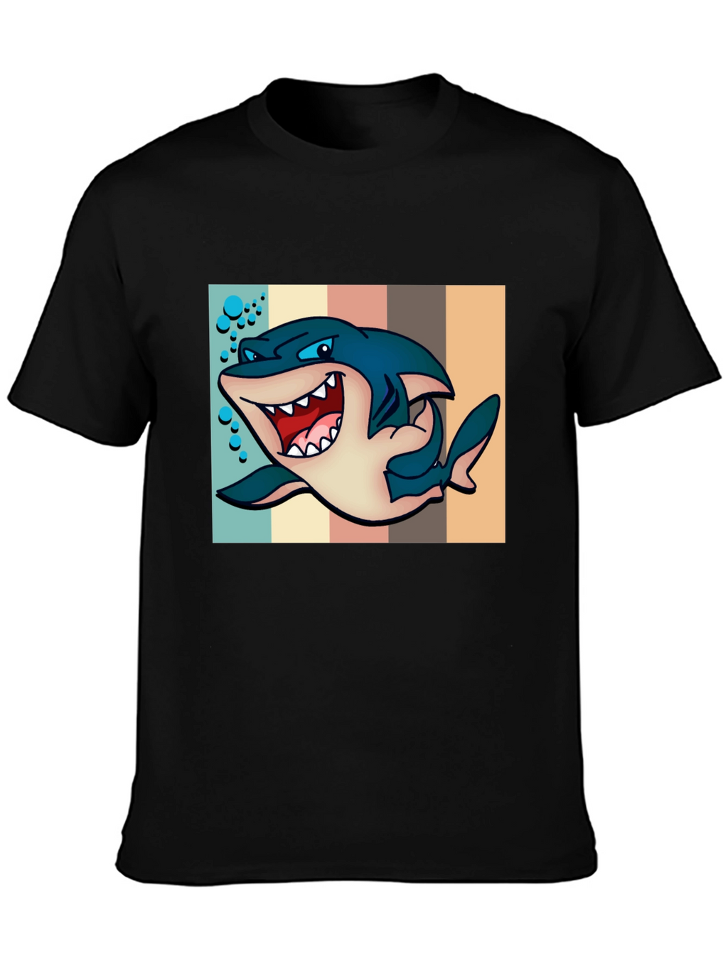 Cartoon Shark Graphic Tee - Mens Black T-Shirt