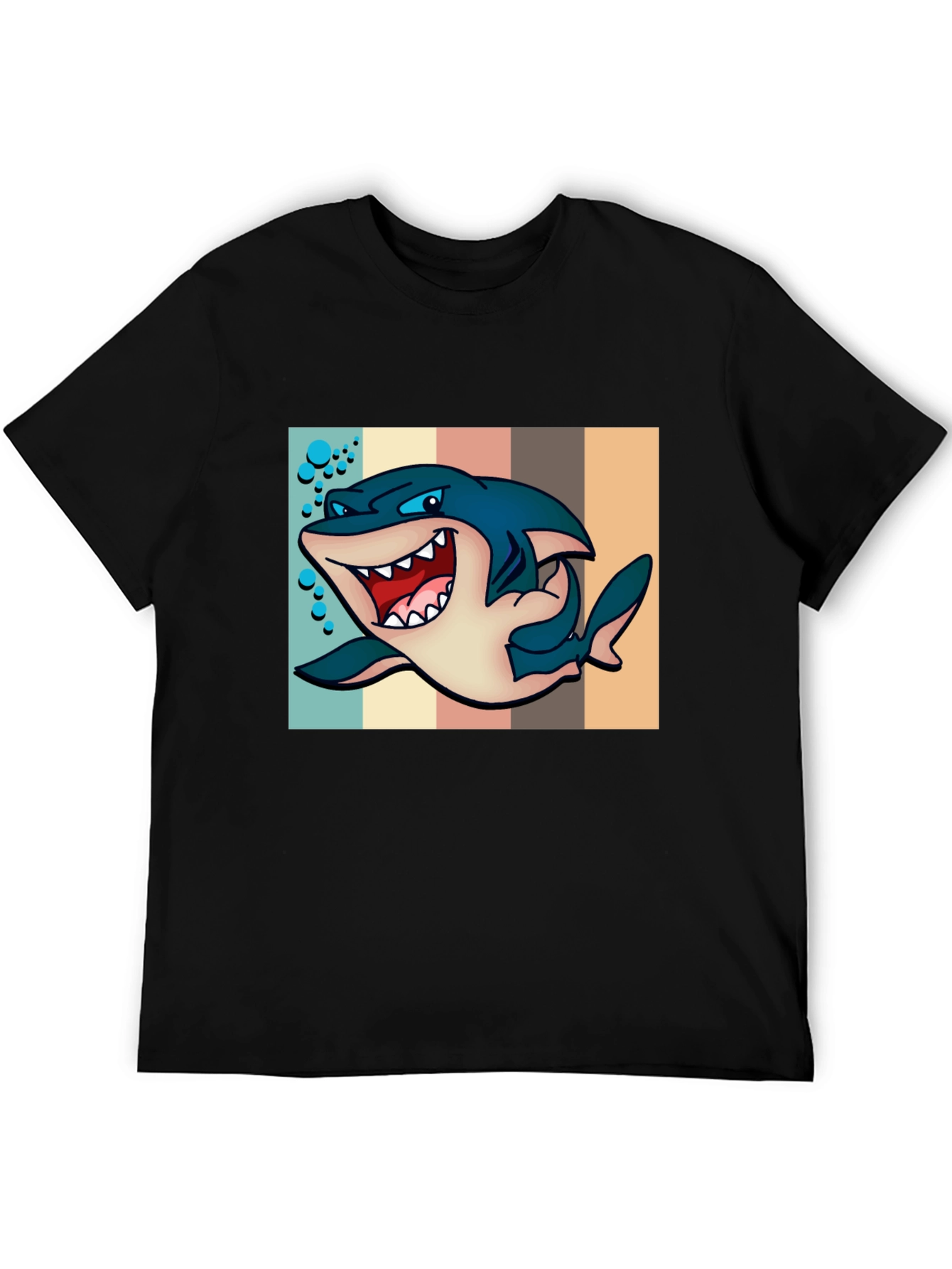 Cartoon Shark Graphic Tee - Mens Black T-Shirt