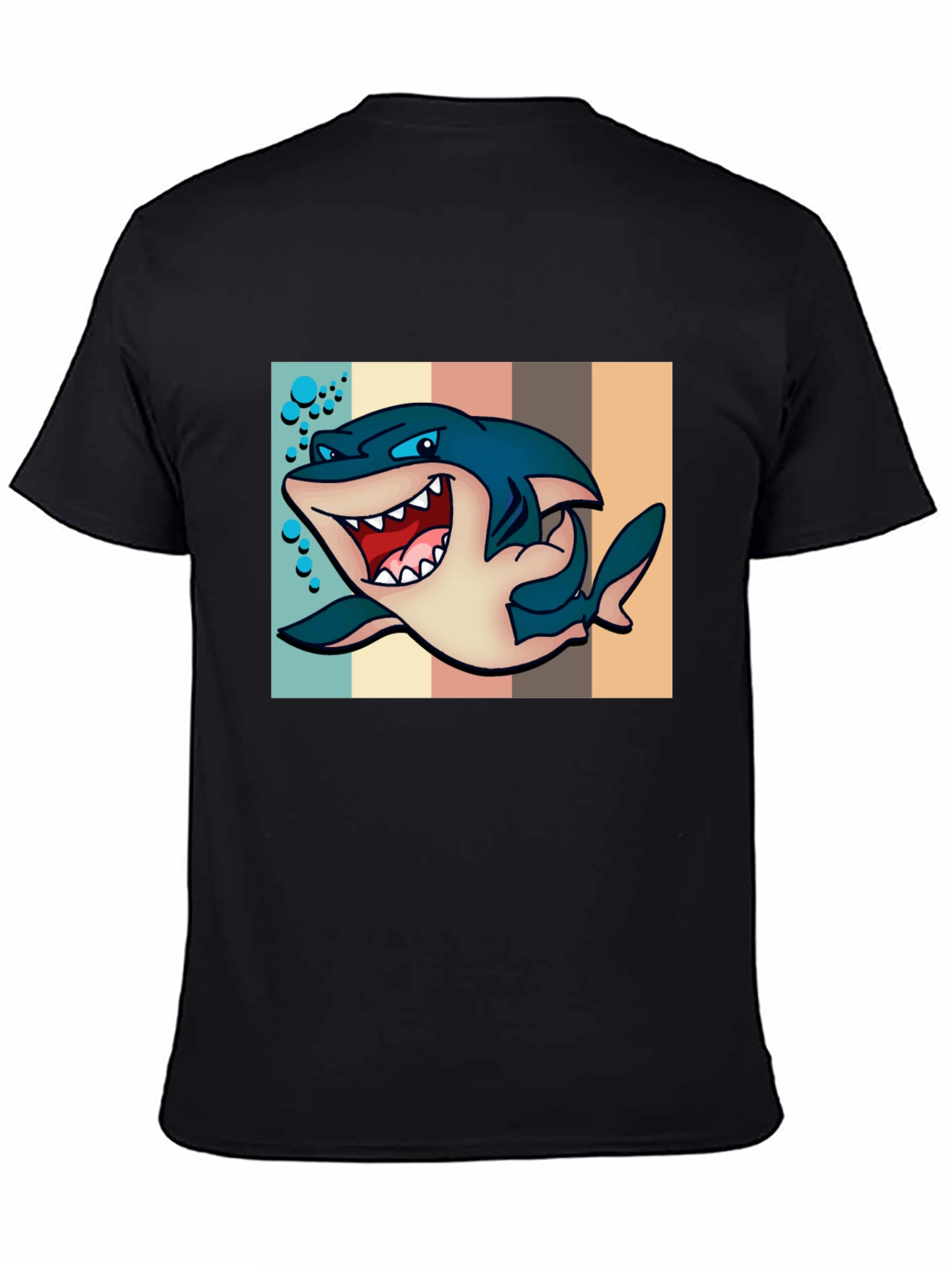 Cartoon Shark Graphic Tee - Mens Black T-Shirt