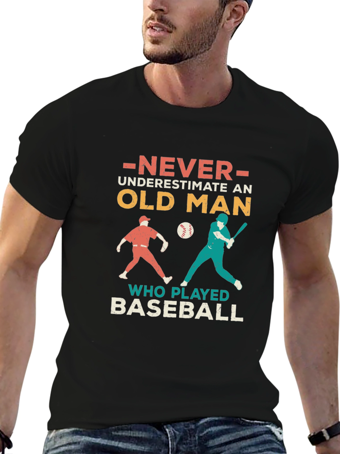 Old Man Baseball T-Shirt - Never Underestimate