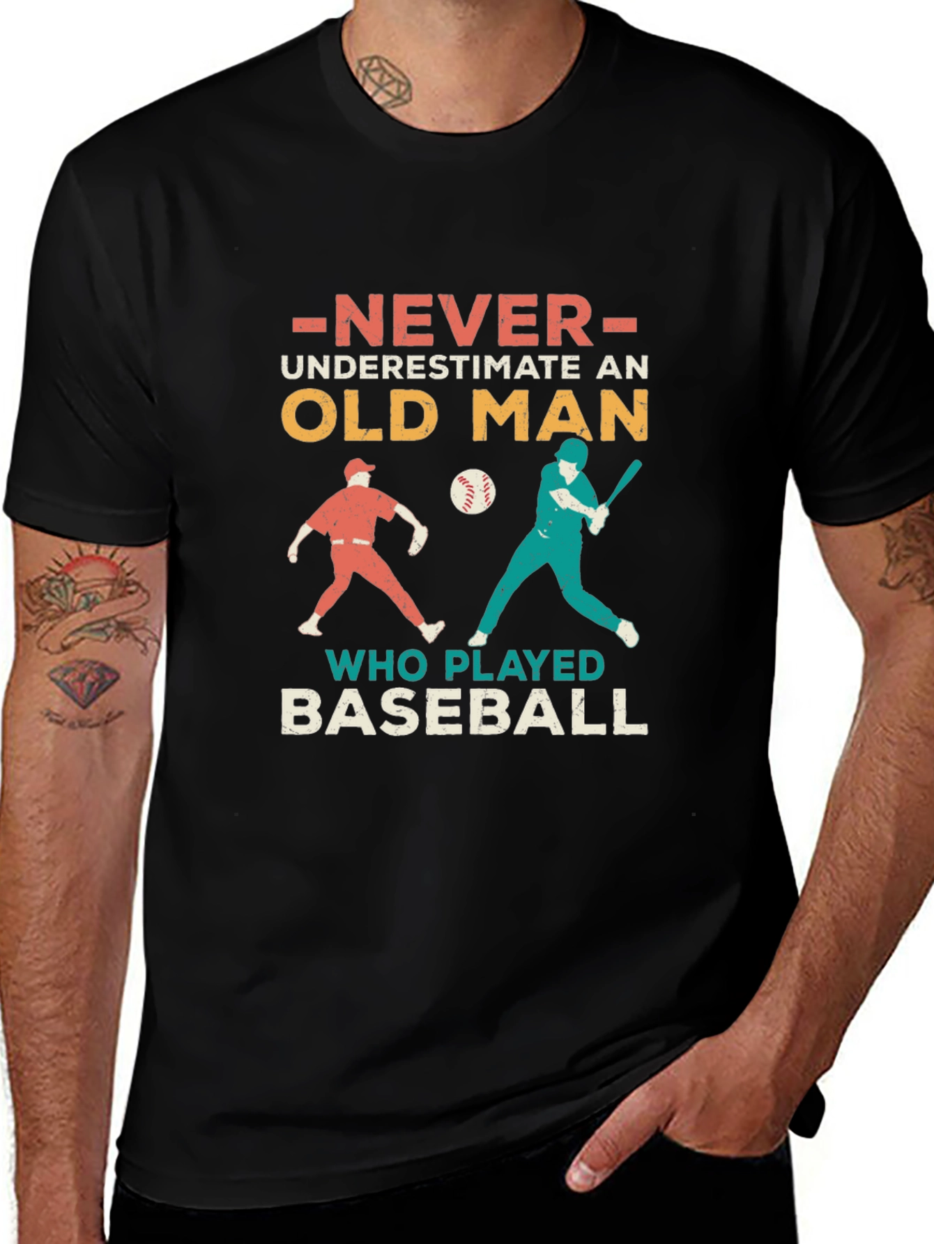 Old Man Baseball T-Shirt - Never Underestimate