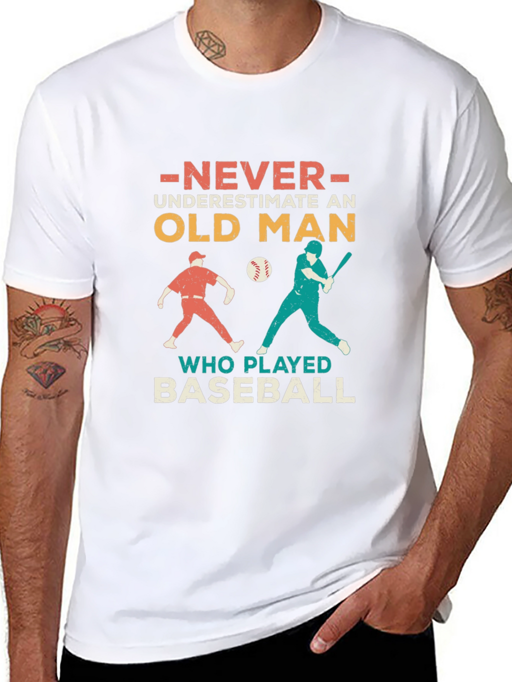 Old Man Baseball T-Shirt - Never Underestimate