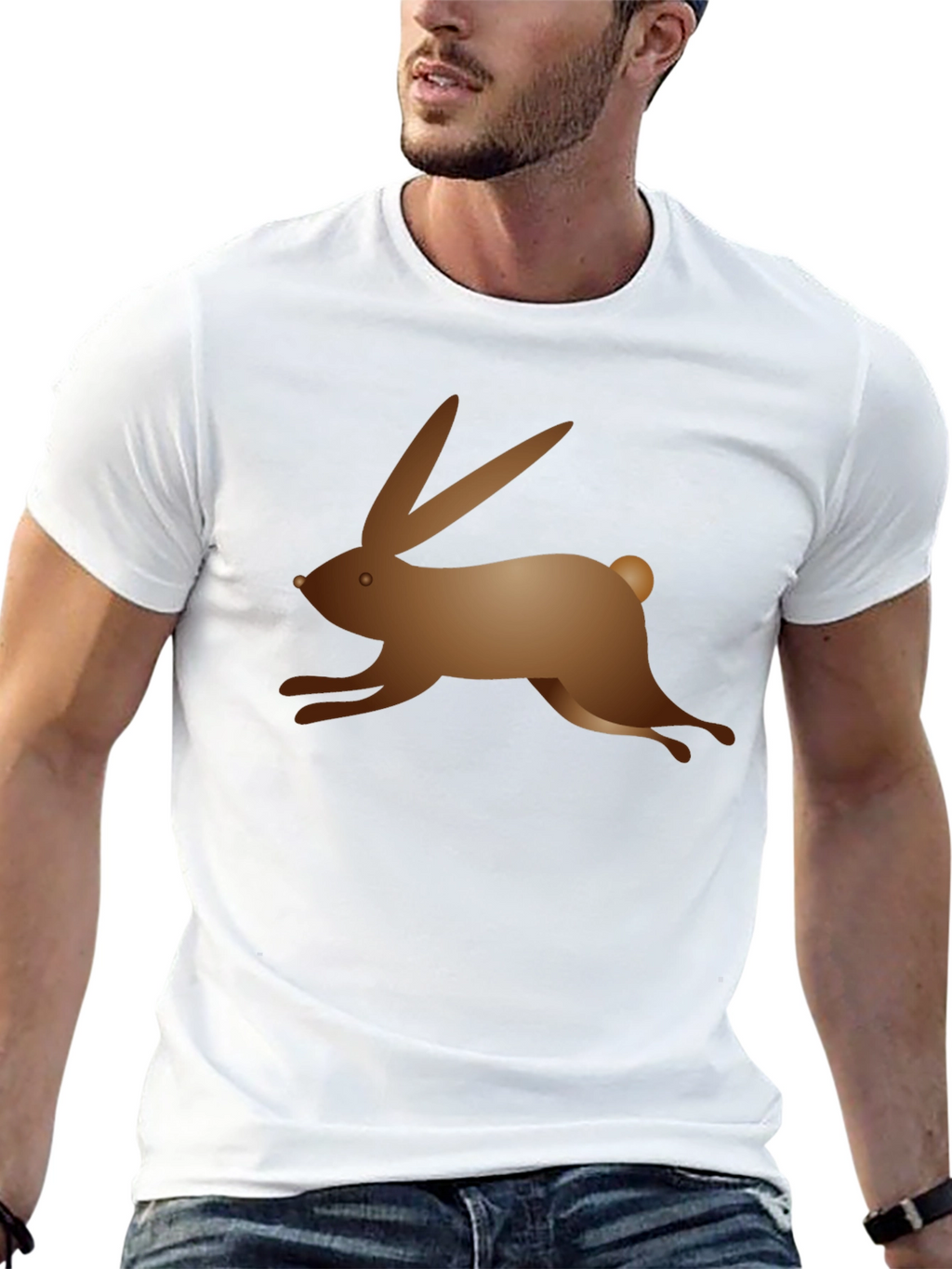 Black T-Shirt with Bunny Graphic