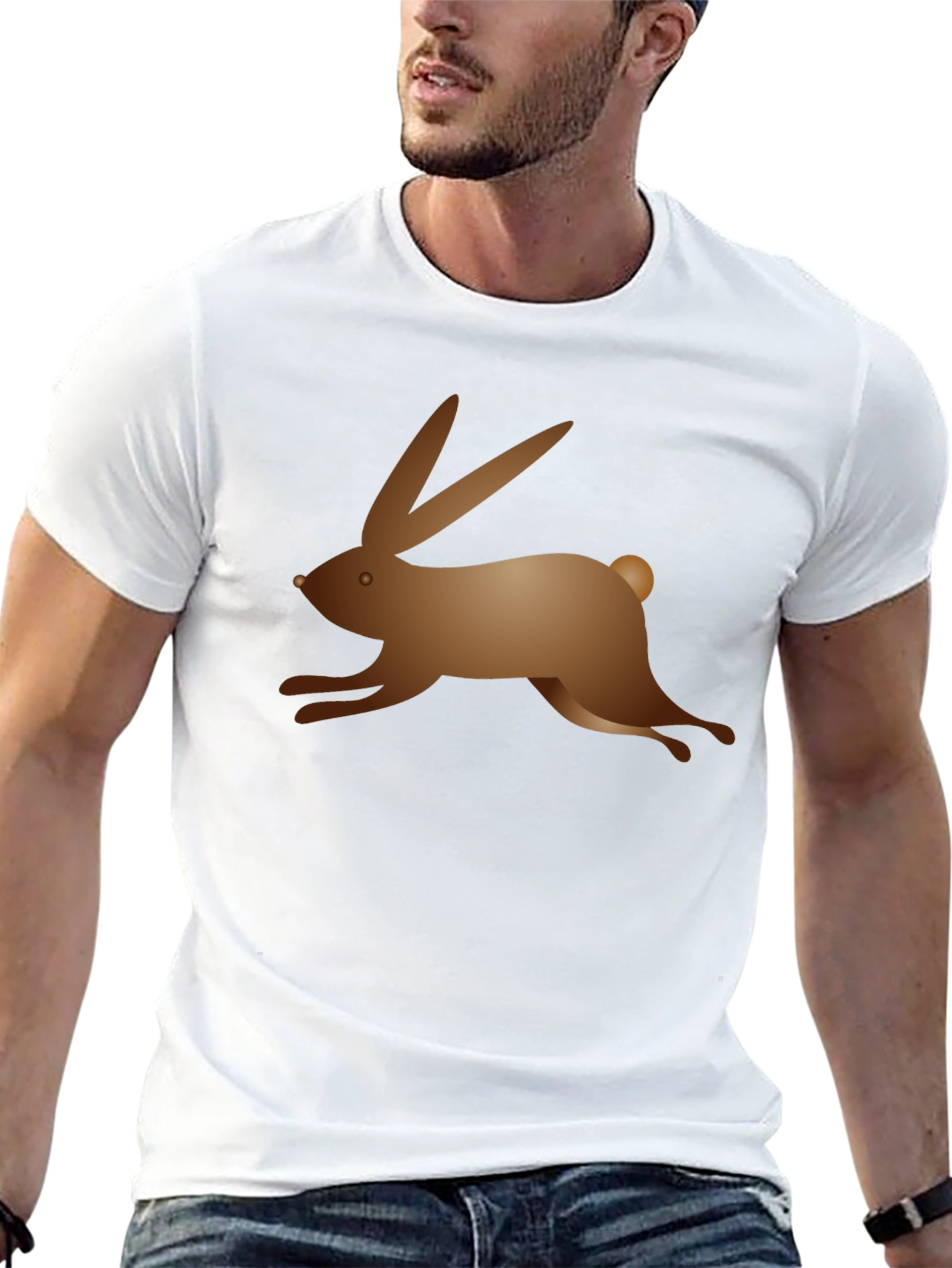 Black T-Shirt with Bunny Graphic