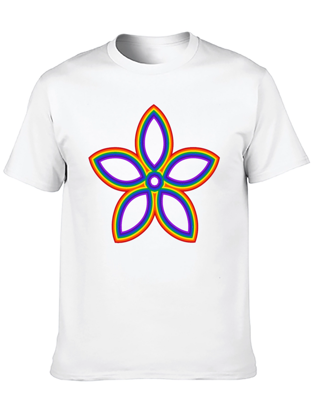 Rainbow Flower Graphic Black T-Shirt