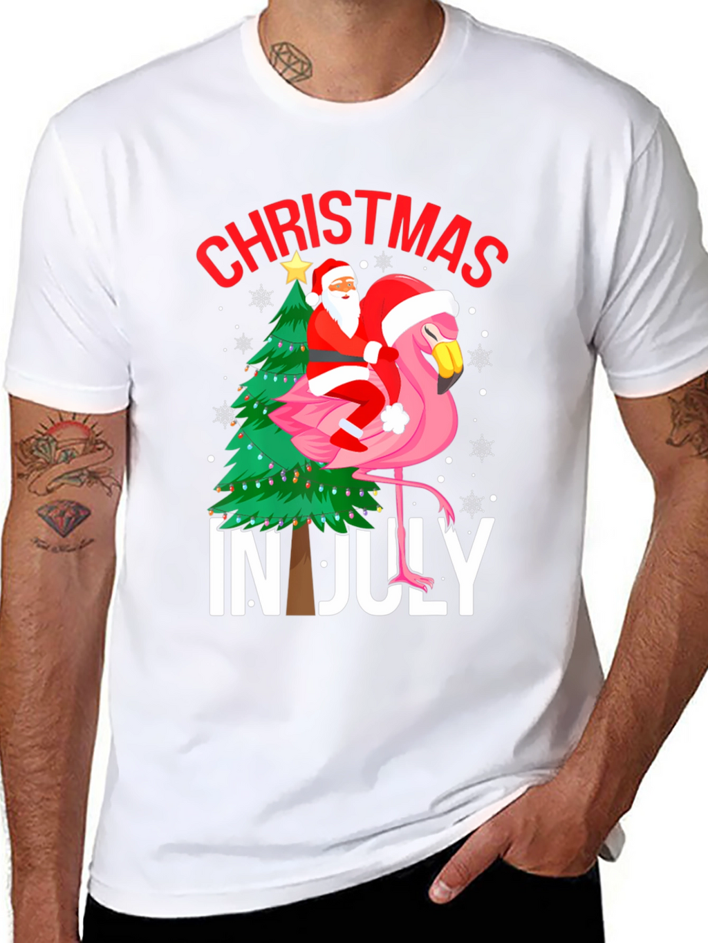 Christmas in July Flamingo Graphic Tee