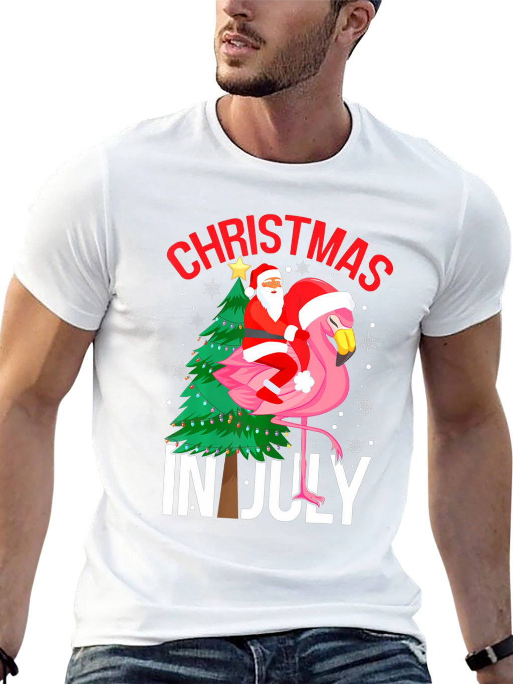 Christmas in July Flamingo Graphic Tee