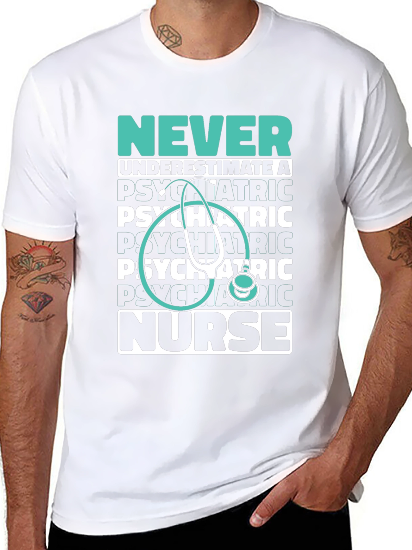 Psychiatric Nurse Tee - Never Underestimate!