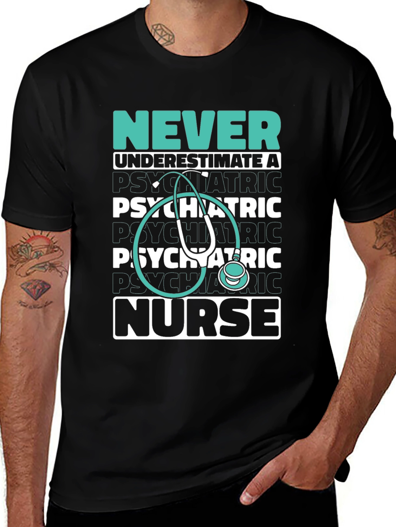 Psychiatric Nurse Tee - Never Underestimate!