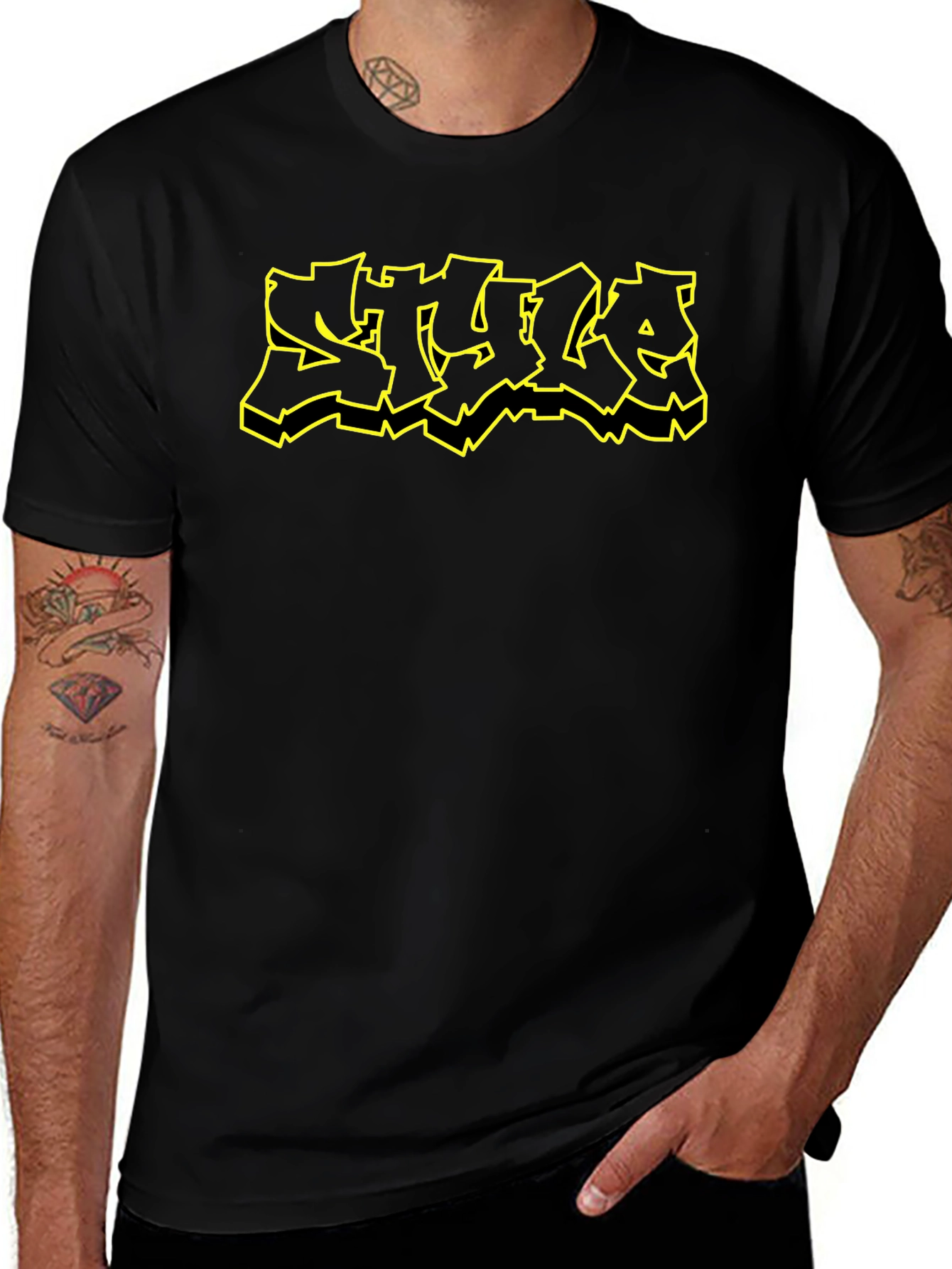 Edgy Graphic Tee - Black T-Shirt with STYLE Design