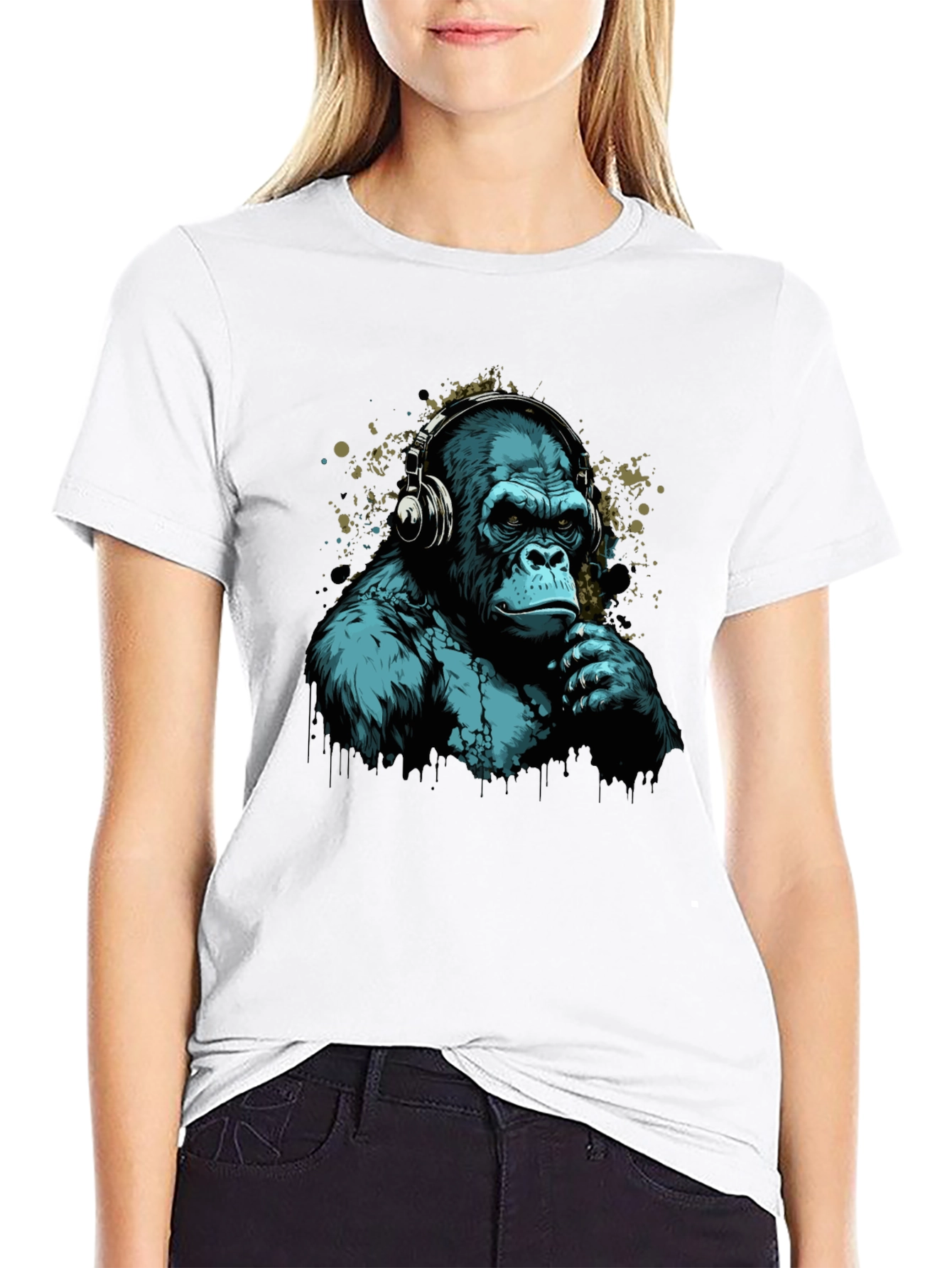 Cool Gorilla Headphones Graphic T-Shirt