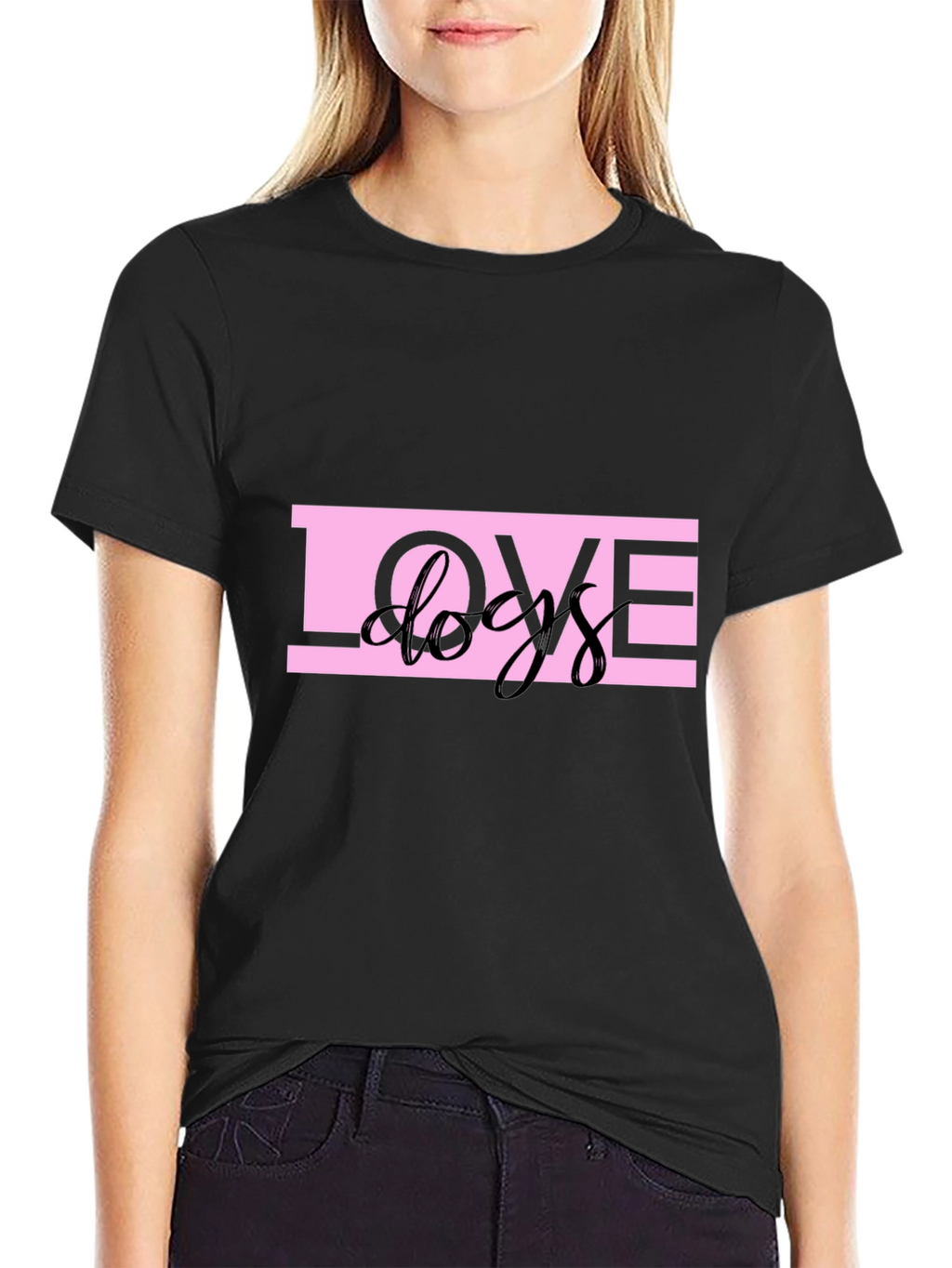 Love Dogs Graphic Black T-Shirt