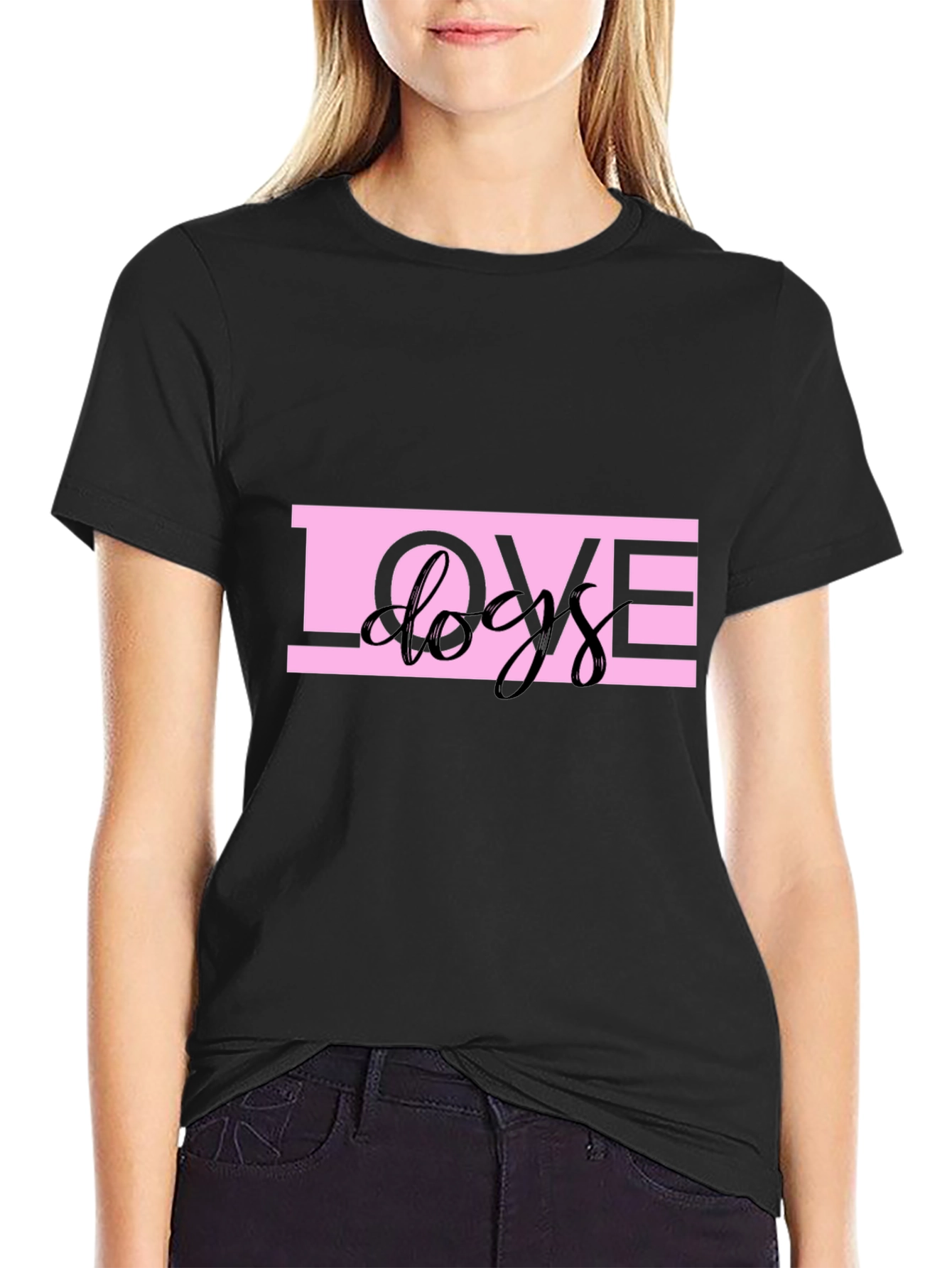 Love Dogs Graphic Black T-Shirt