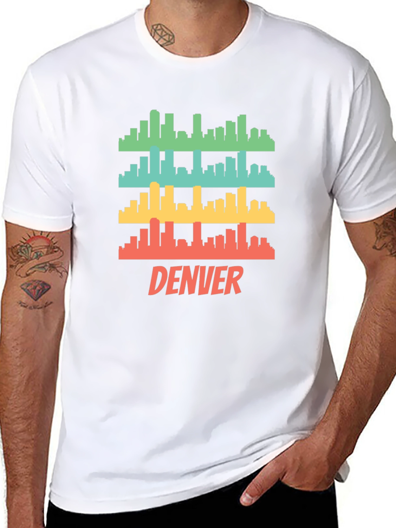 Denver Skyline Mens Black Graphic Tee