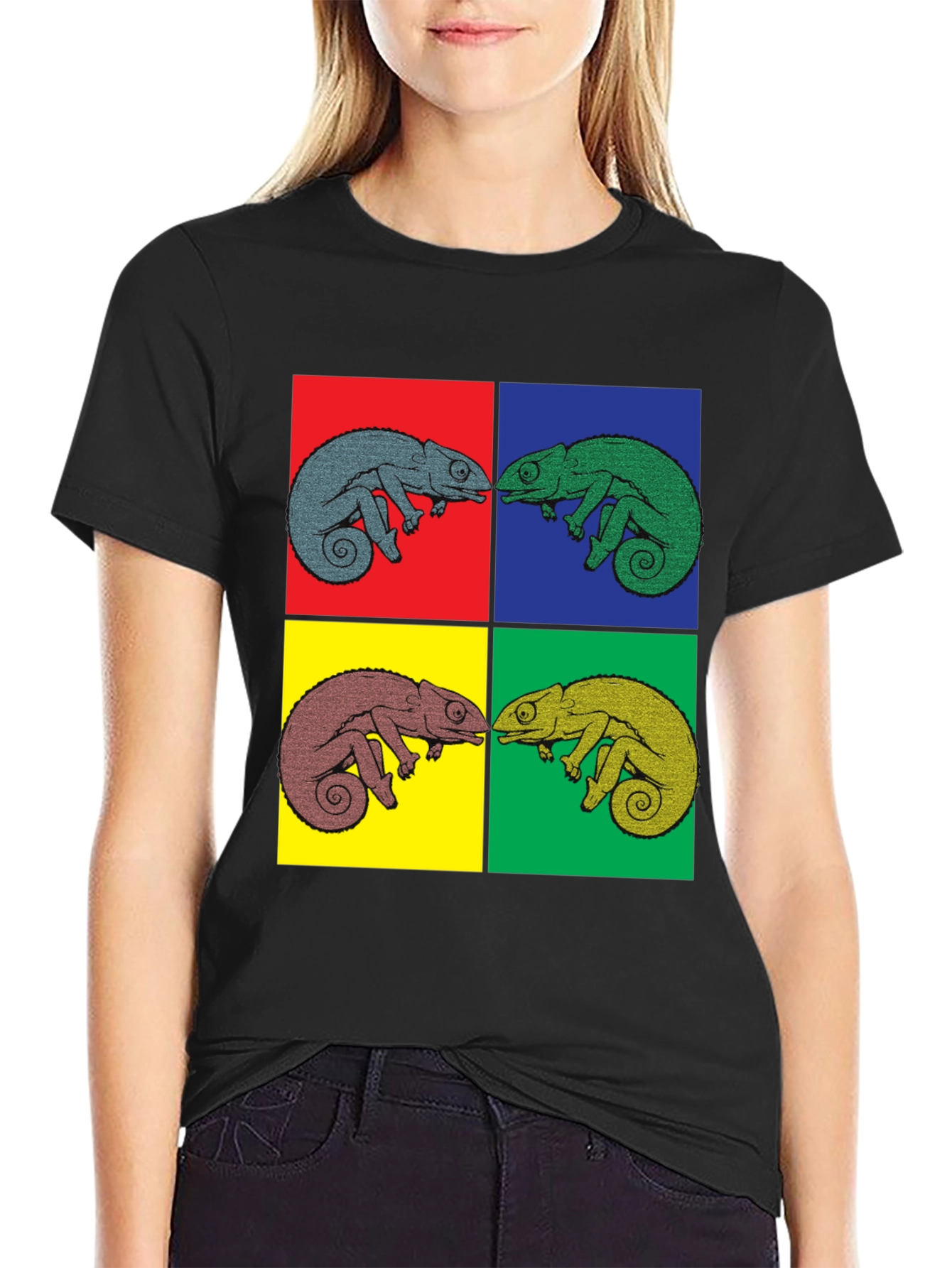 Pop Art Chameleon T-Shirt - Colorful Graphic Tee