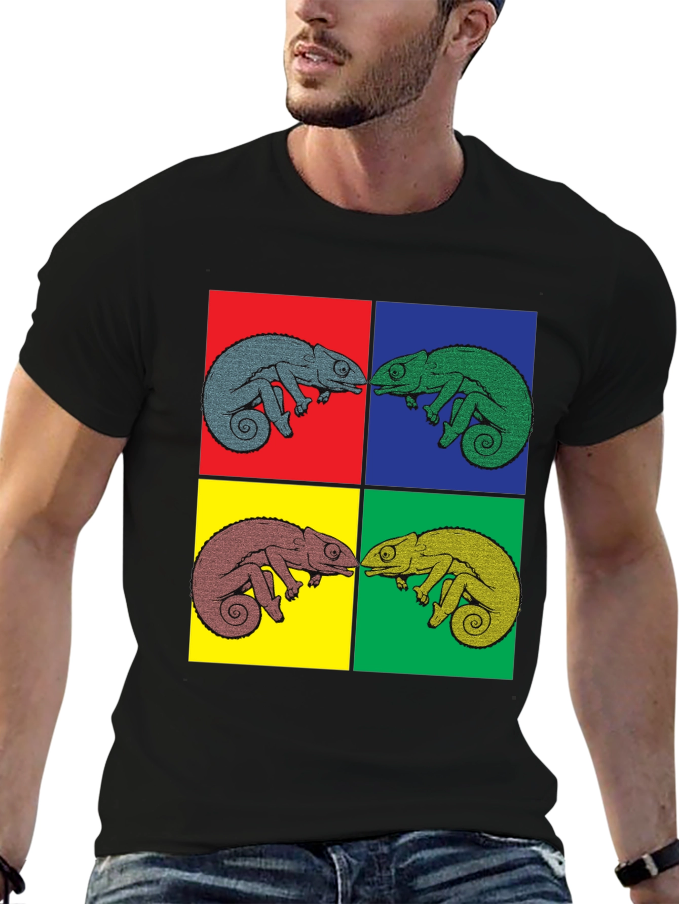 Pop Art Chameleon T-Shirt - Colorful Graphic Tee