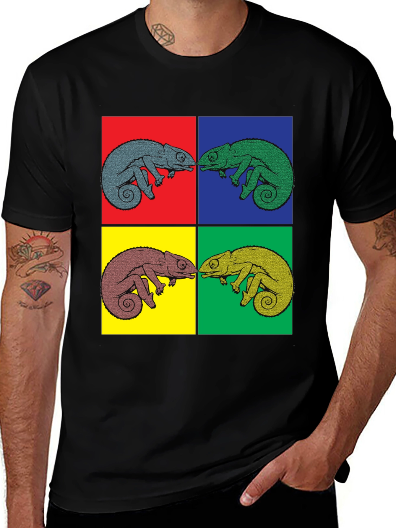 Pop Art Chameleon T-Shirt - Colorful Graphic Tee