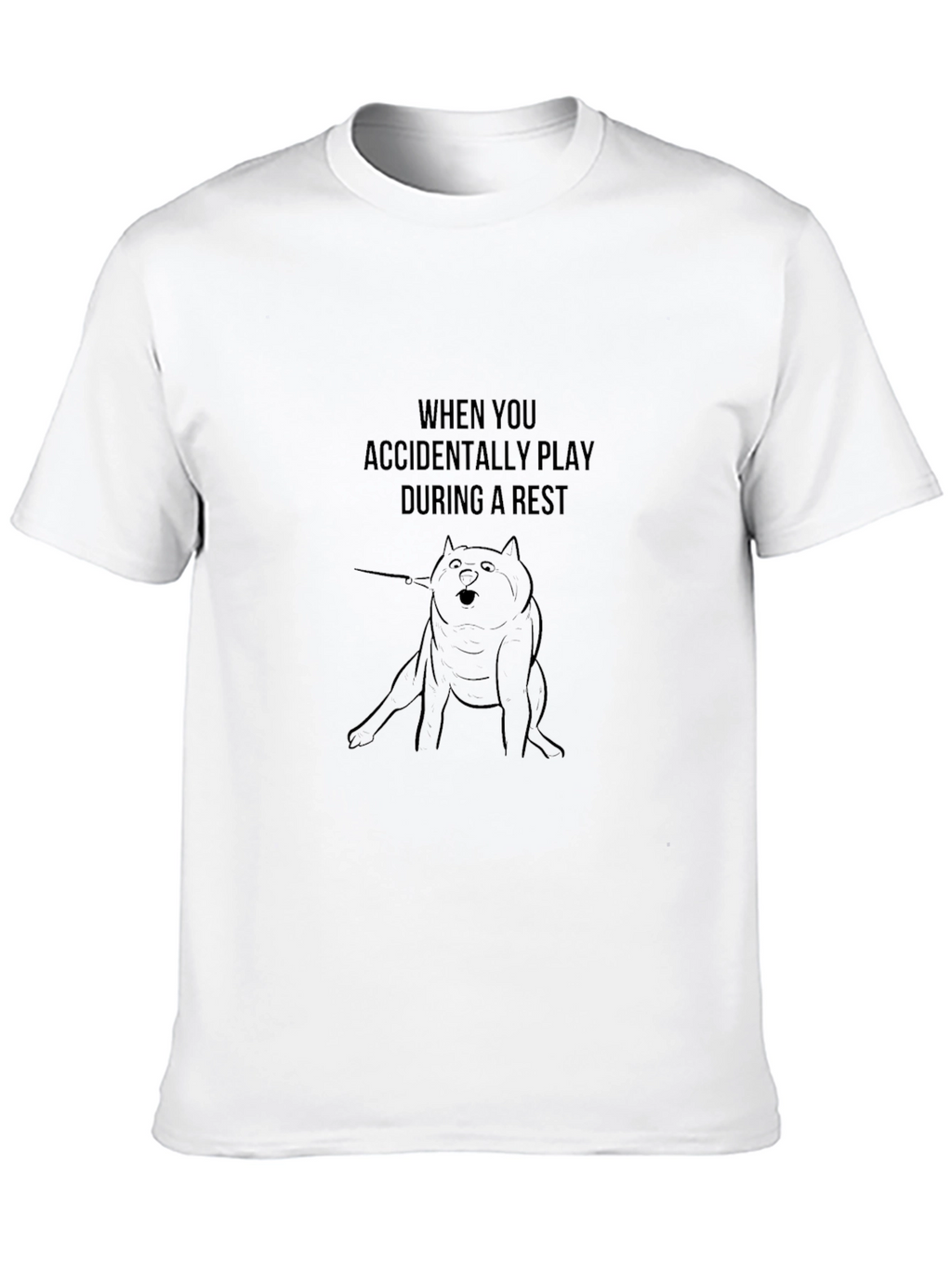 Funny Accidental Play Dog Graphic Black T-Shirt