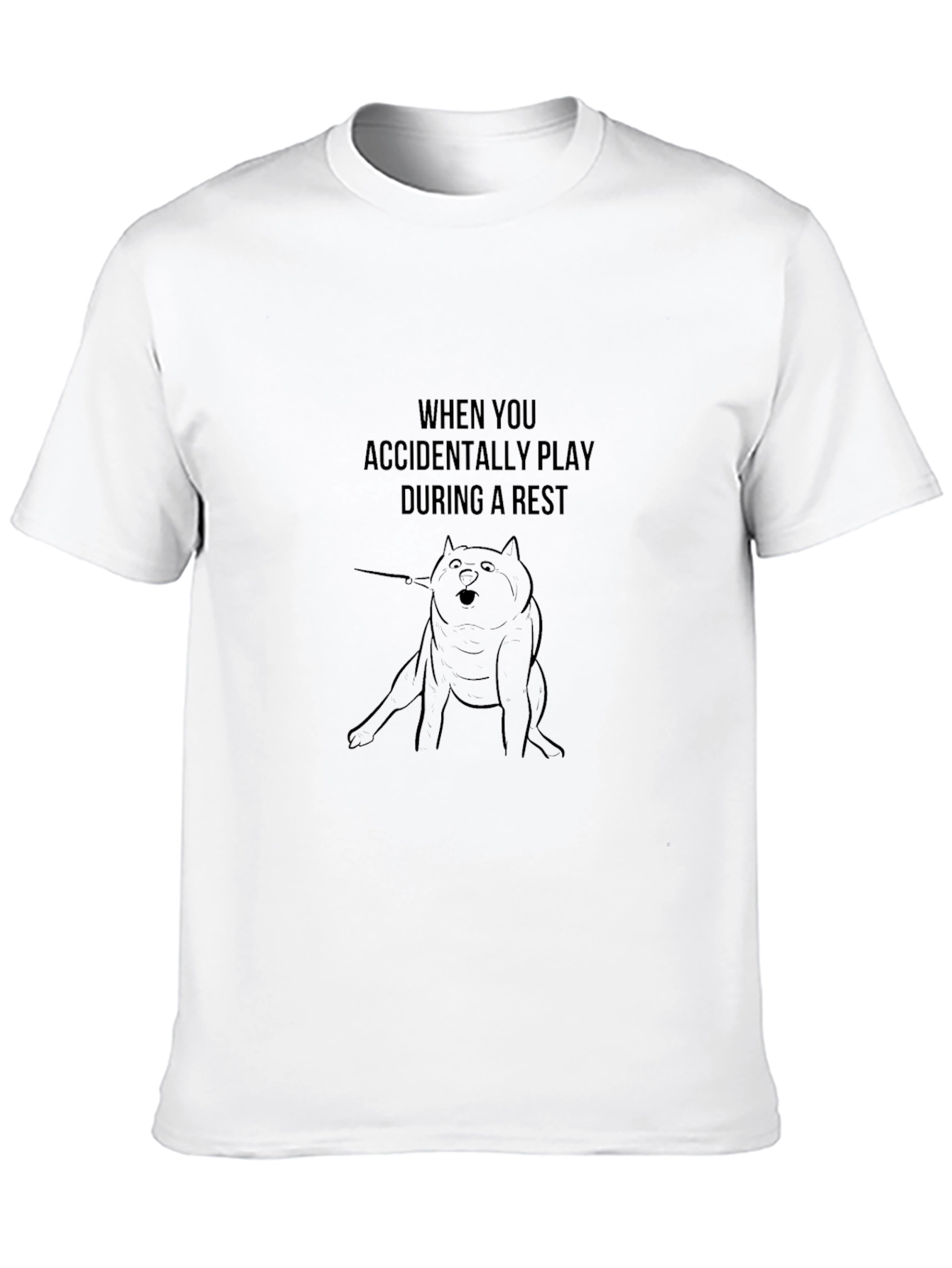 Funny Accidental Play Dog Graphic Black T-Shirt