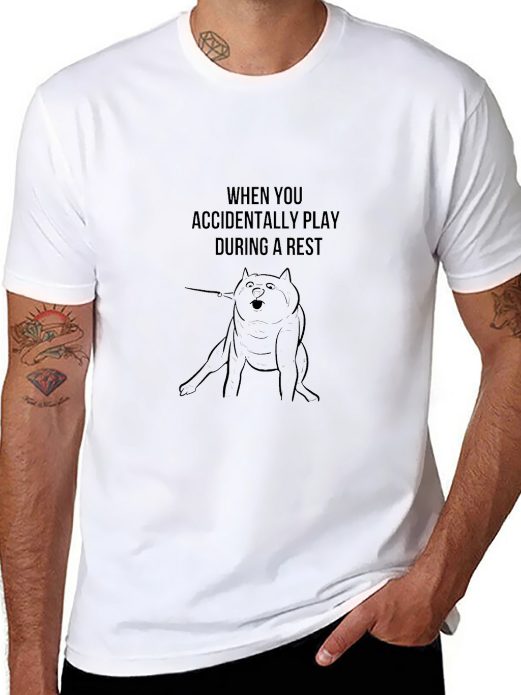 Funny Accidental Play Dog Graphic Black T-Shirt