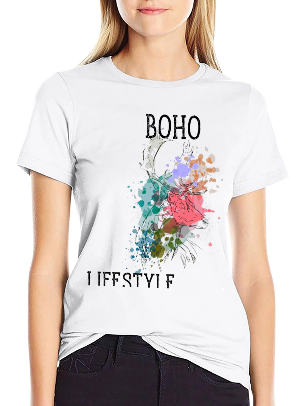 Boho Lifestyle Black T-Shirt - Stylish Graphic Tee