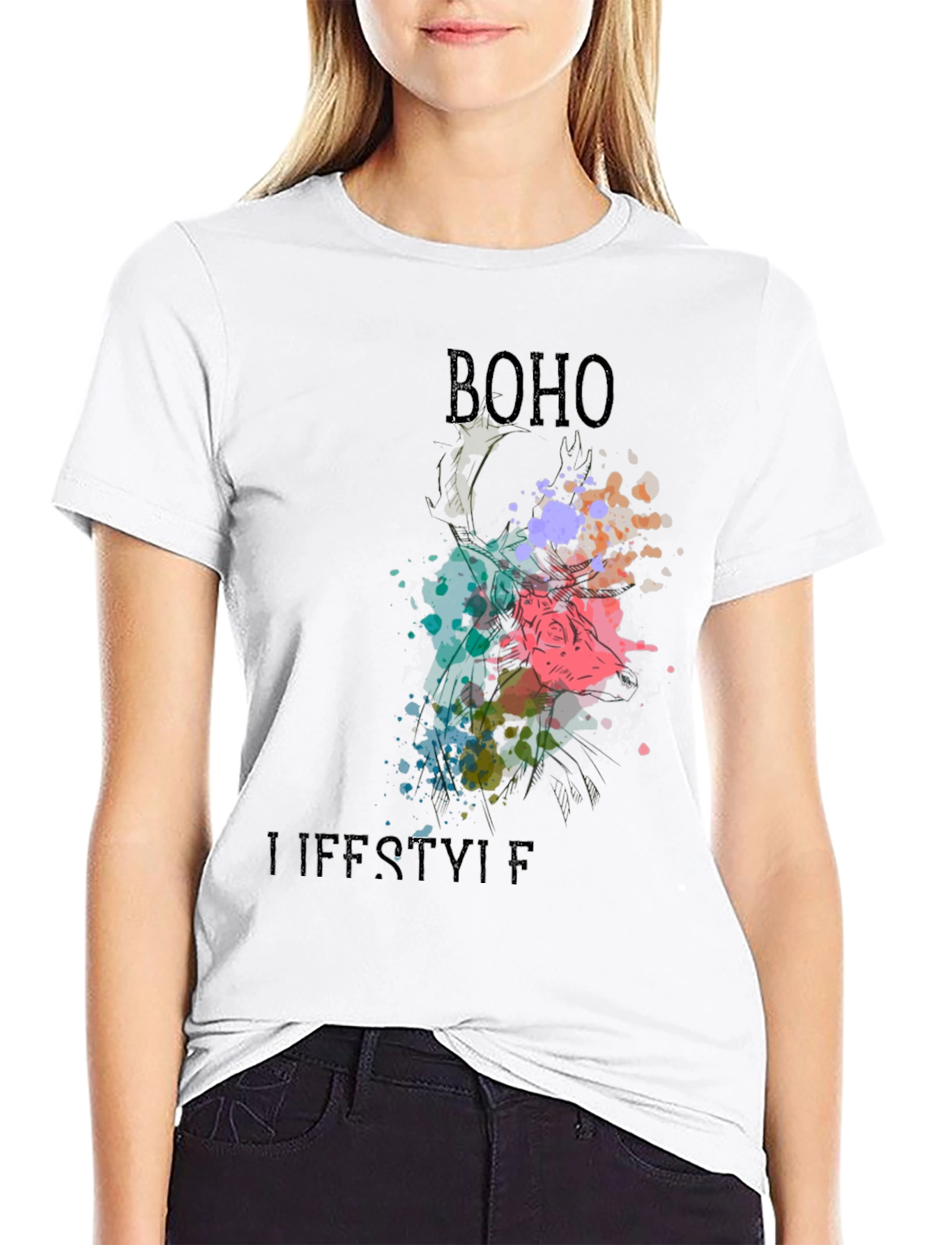 Boho Lifestyle Black T-Shirt - Stylish Graphic Tee