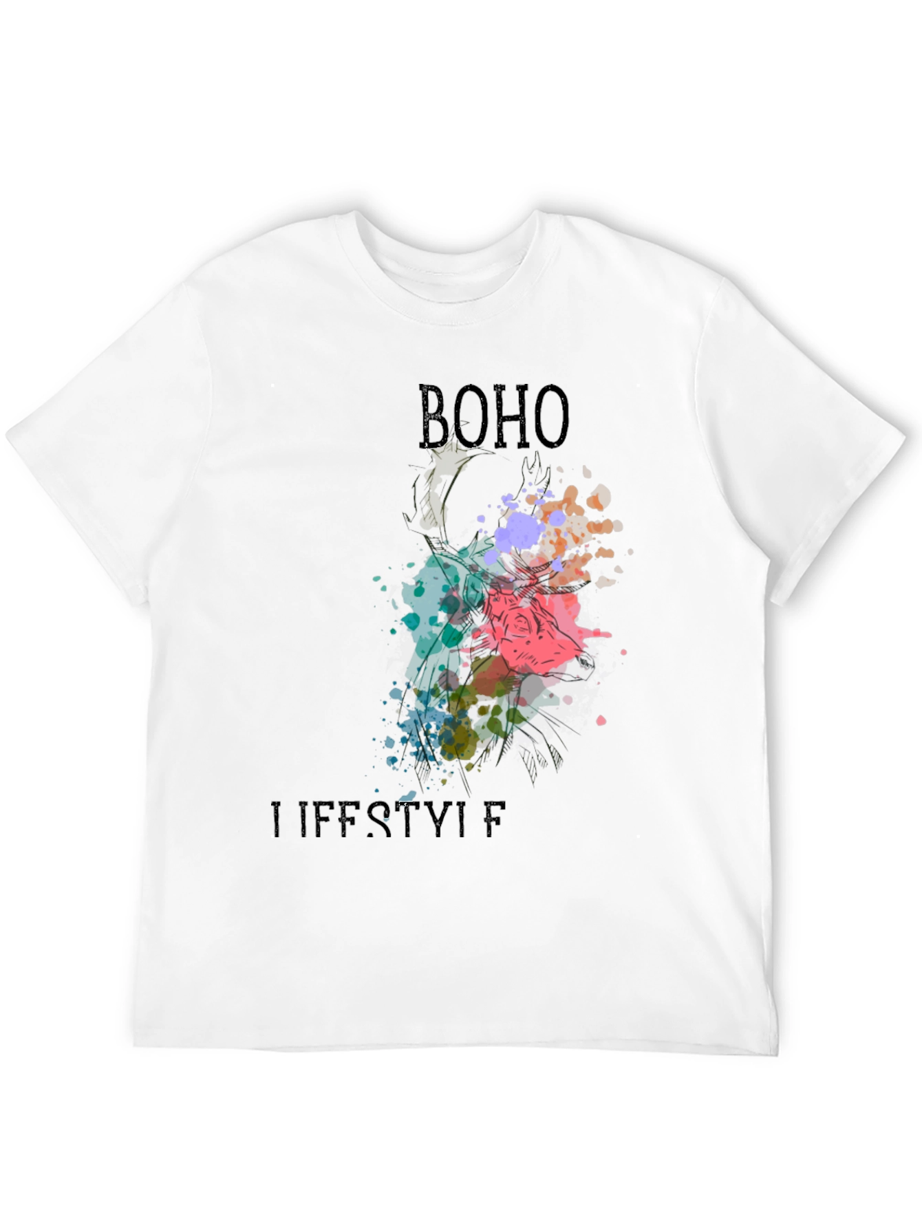 Boho Lifestyle Black T-Shirt - Stylish Graphic Tee