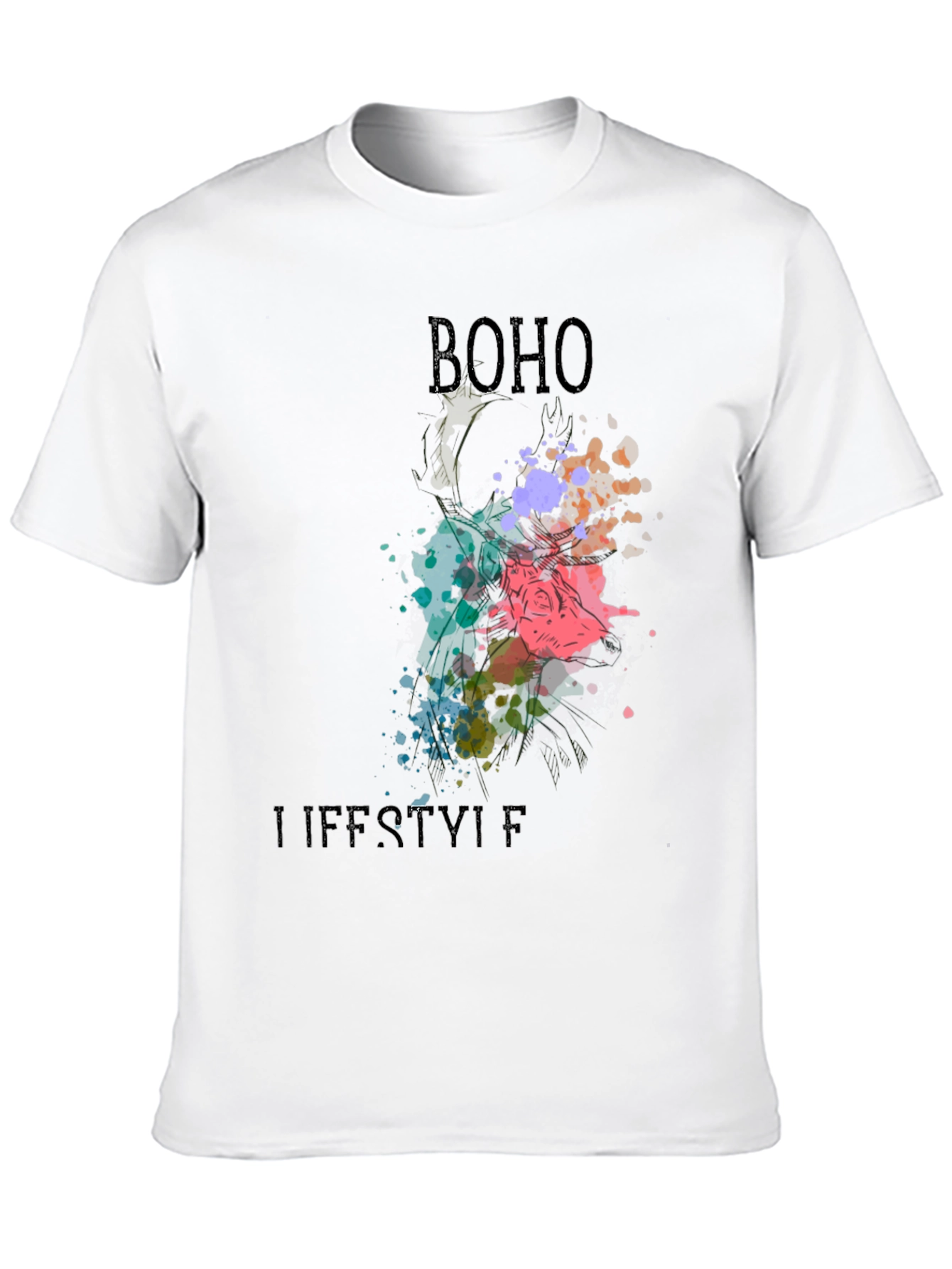 Boho Lifestyle Black T-Shirt - Stylish Graphic Tee