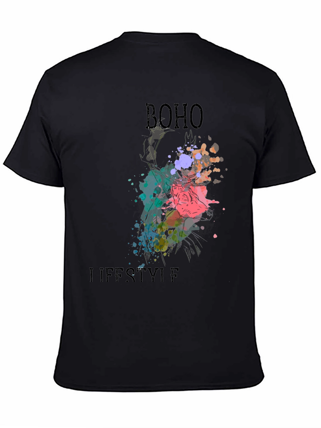 Boho Lifestyle Black T-Shirt - Stylish Graphic Tee
