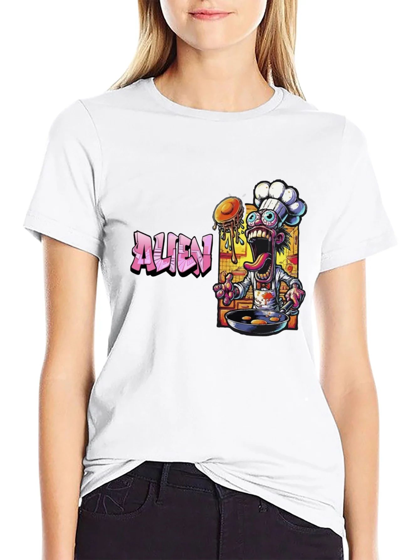 Alien Chef Black Graphic T-Shirt