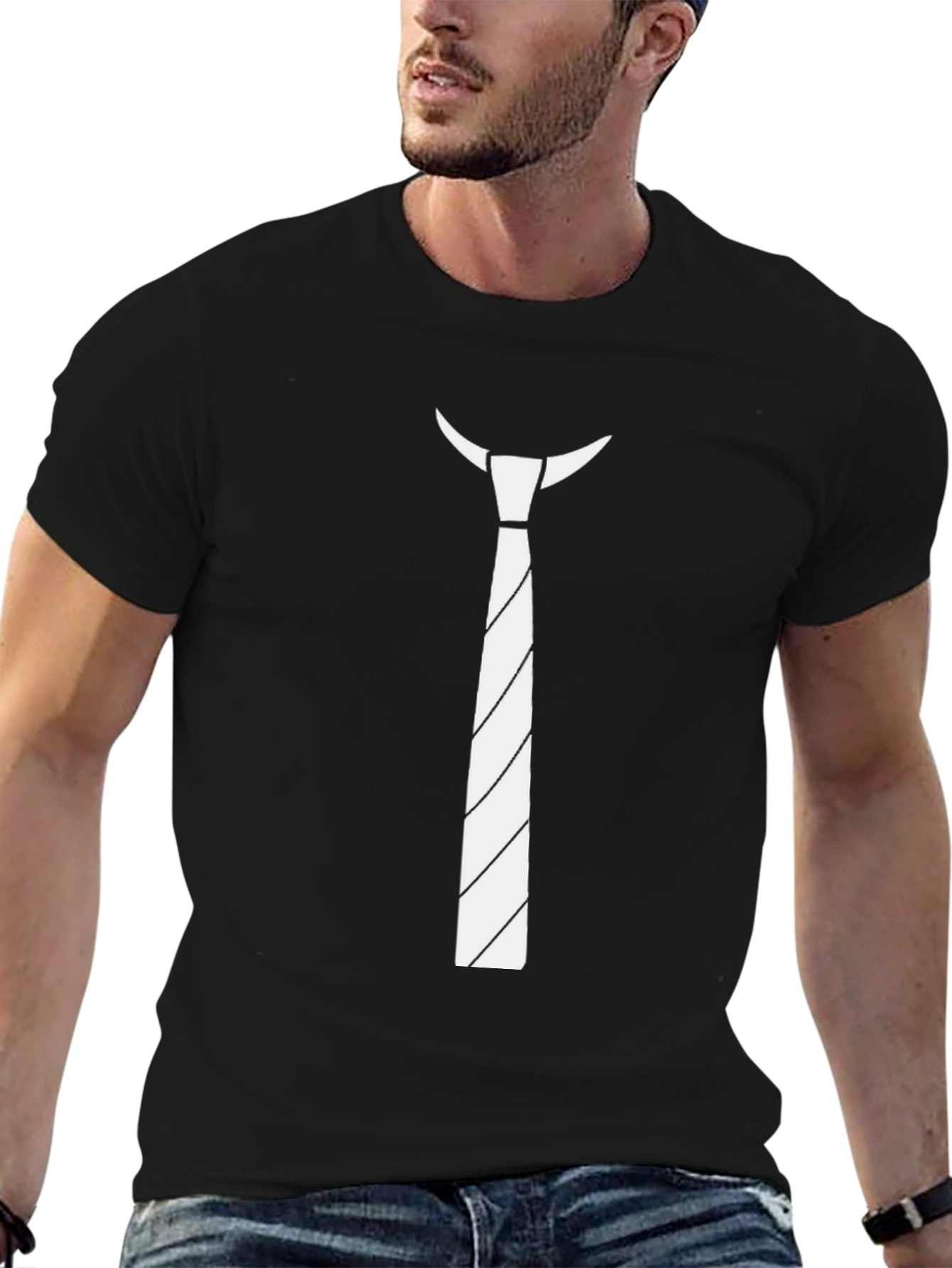 Novelty Tie Print T-Shirt - Funny Casual Wear