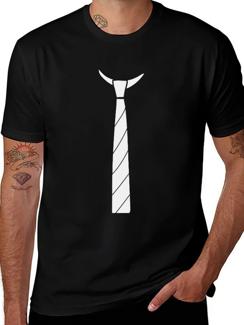 Novelty Tie Print T-Shirt - Funny Casual Wear