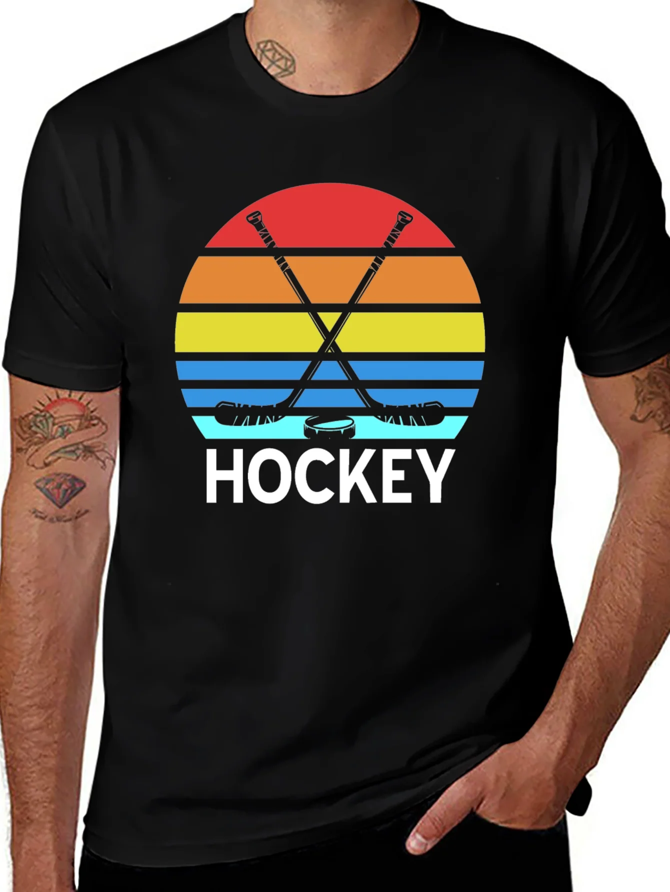 Retro Hockey Sunset Graphic Tee