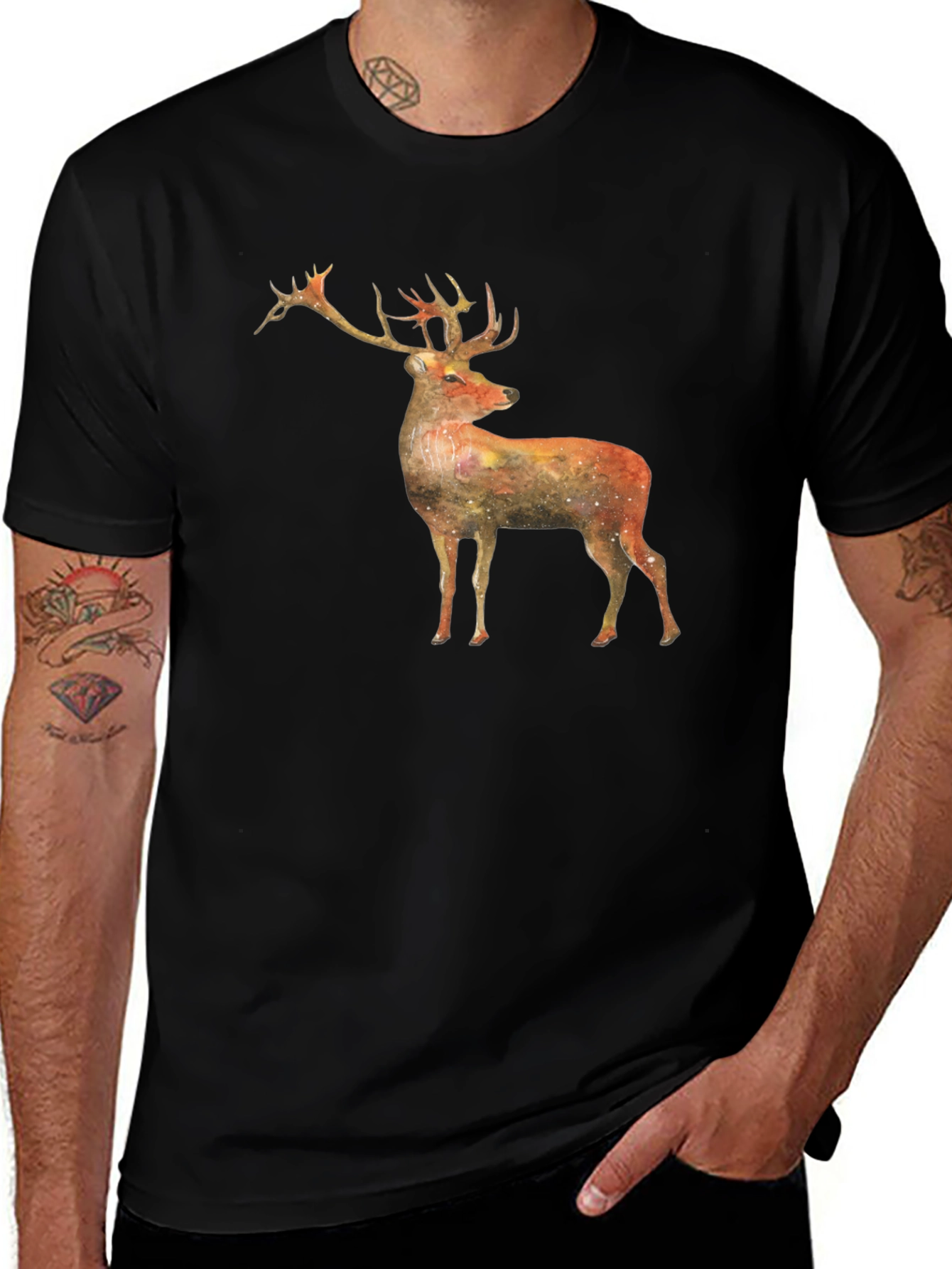 Stag Galaxy T-Shirt - Black Graphic Tee