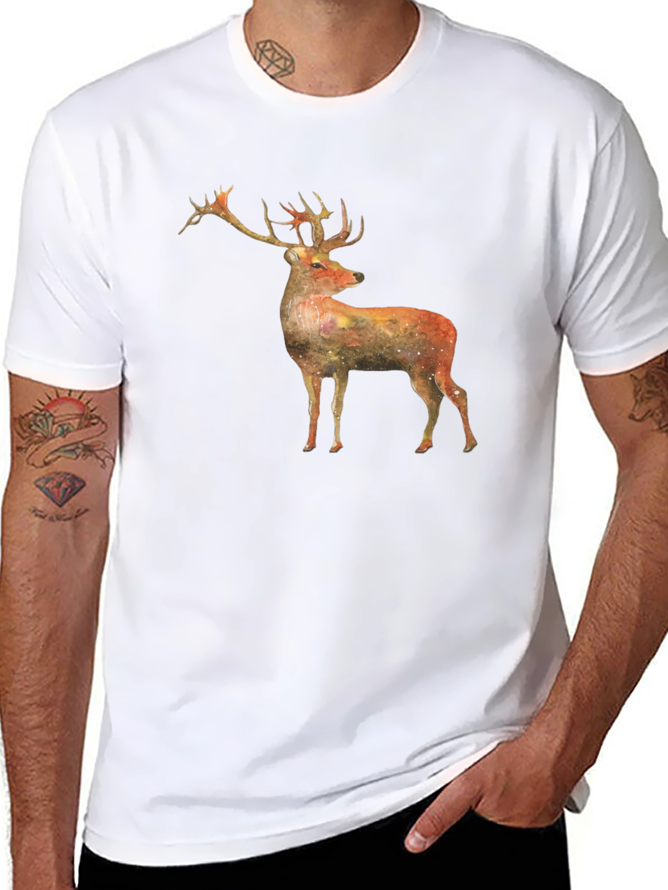 Stag Galaxy T-Shirt - Black Graphic Tee