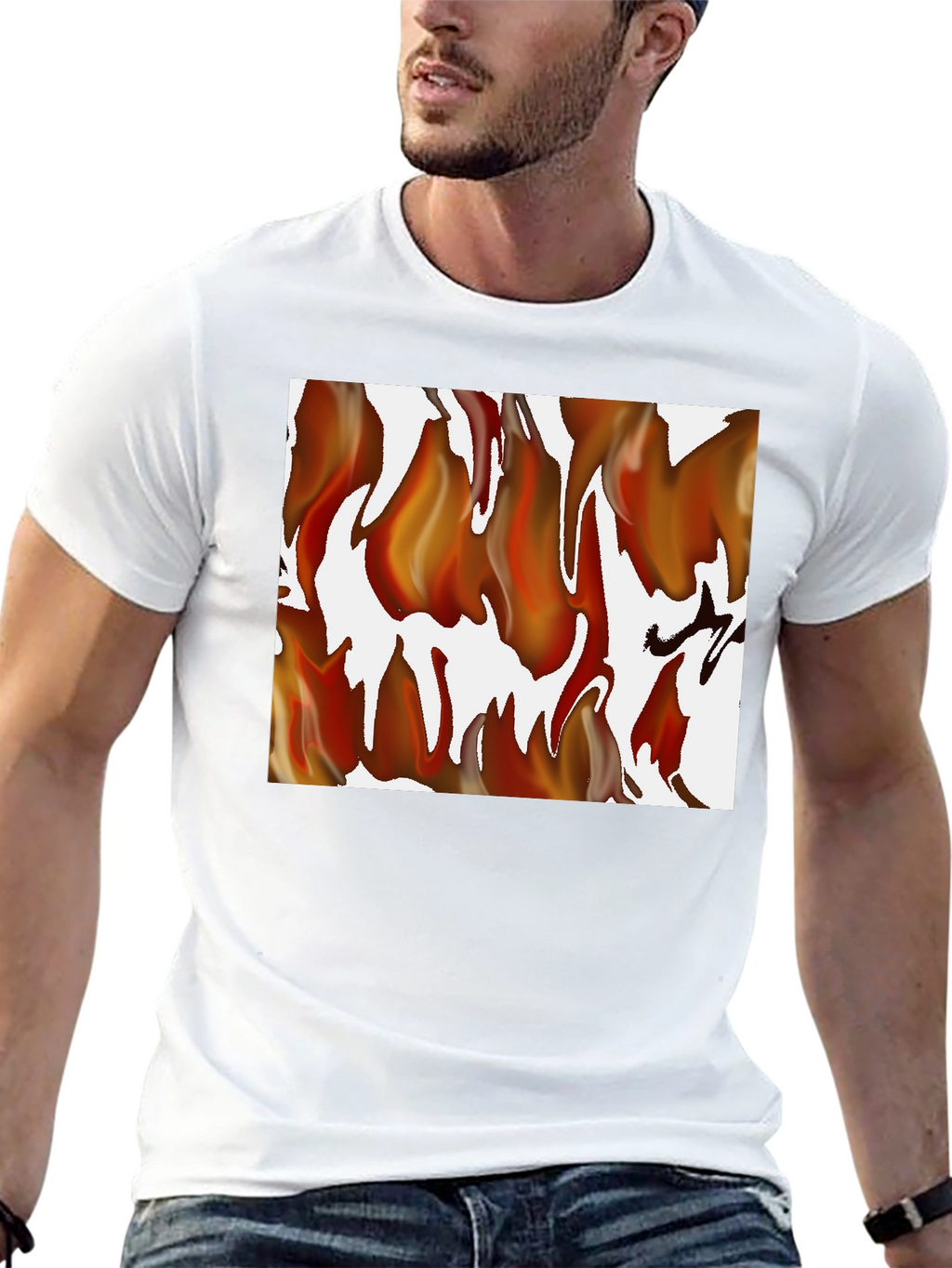 Fiery Flames Graphic Print Black T-Shirt