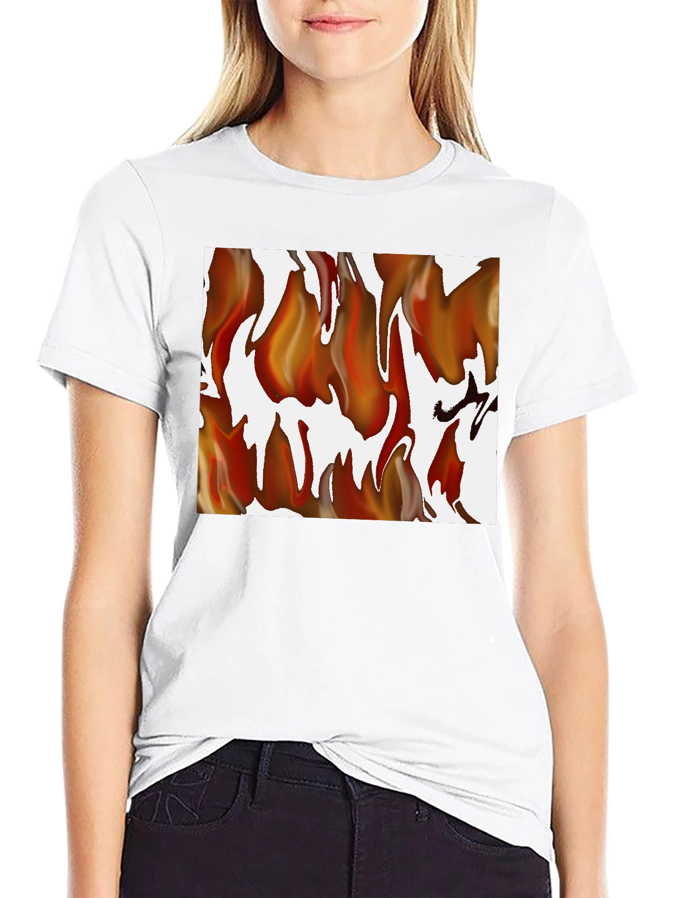 Fiery Flames Graphic Print Black T-Shirt