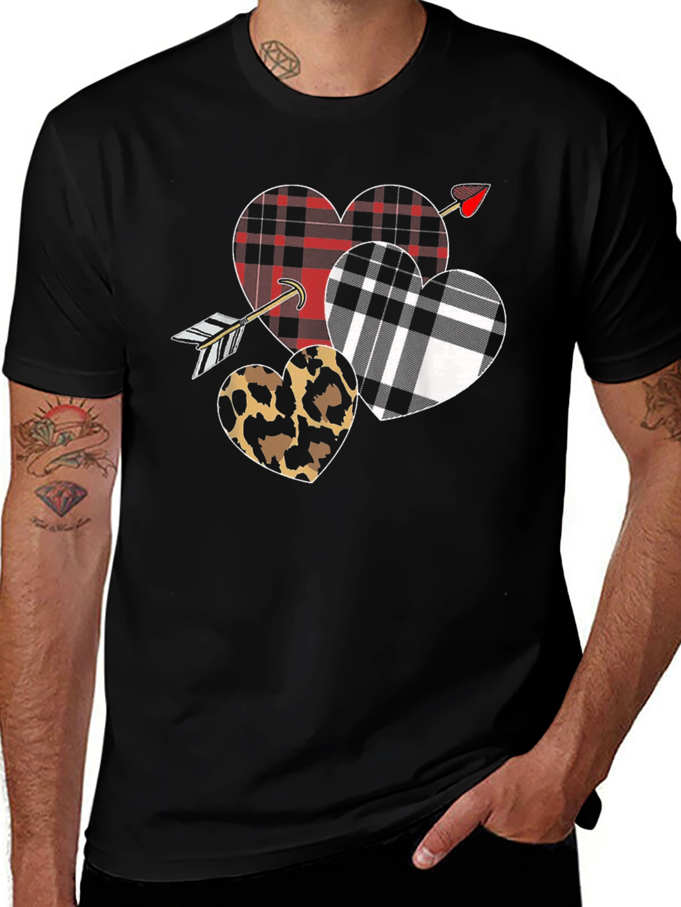 Heart Arrow T-Shirt Valentines Day Black Graphic Tee