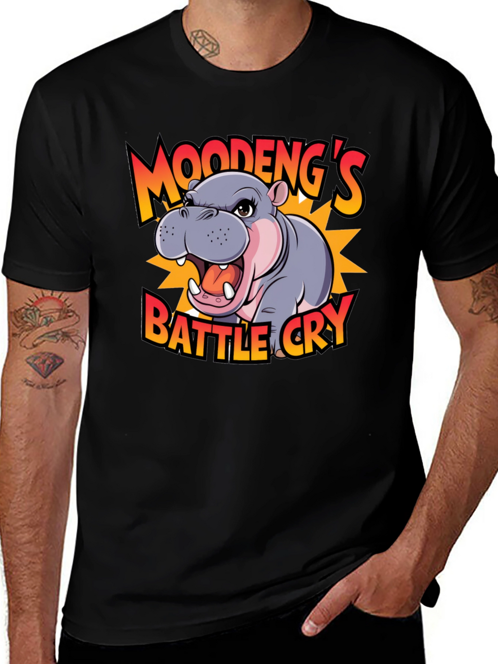 Moodengs Battle Cry Graphic Tee - Black
