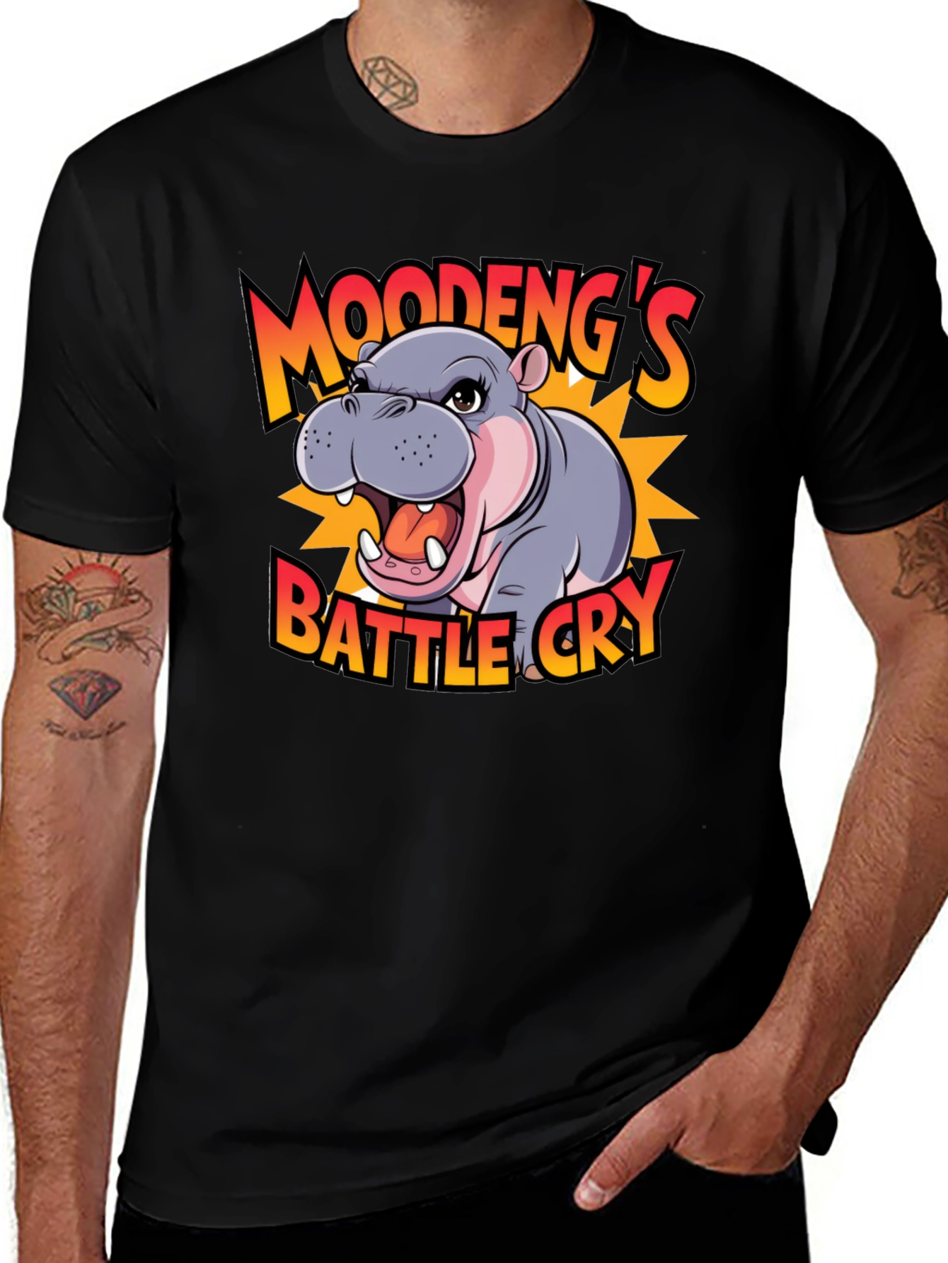 Moodengs Battle Cry Graphic Tee - Black