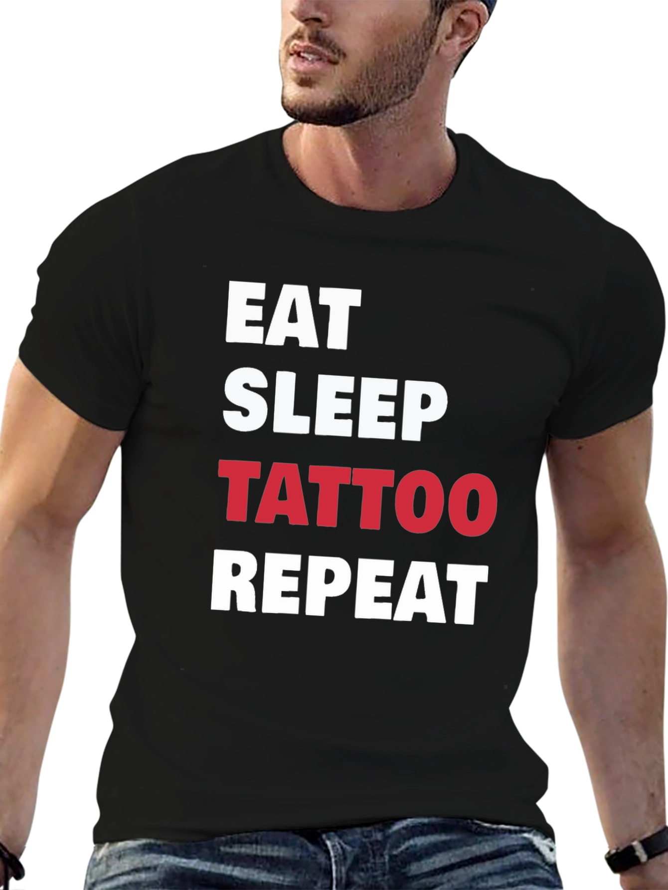 Eat Sleep Tattoo Repeat Black T-Shirt
